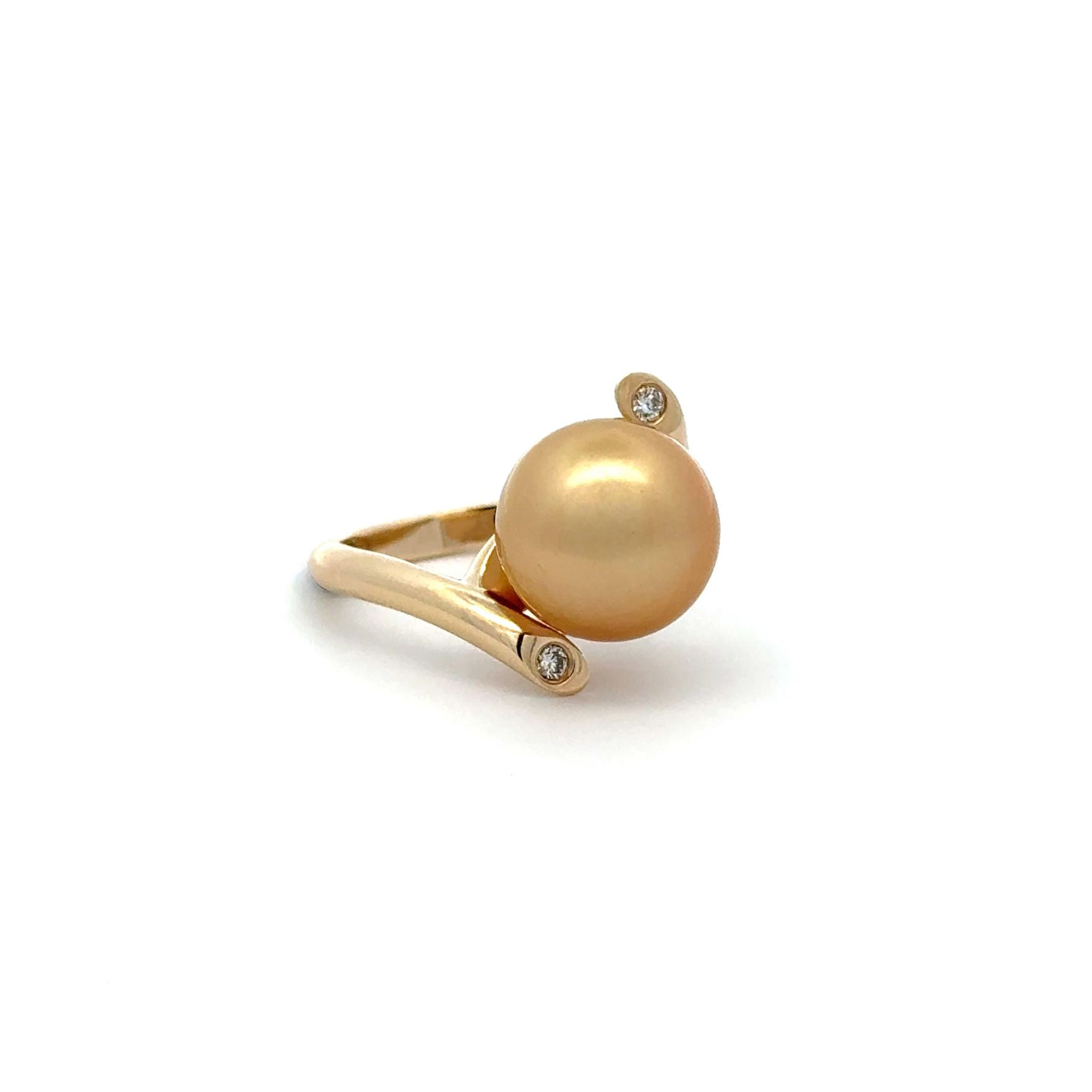 9K Yellow Gold South Sea Cultured 12-13mm Diamond Pearl Ring