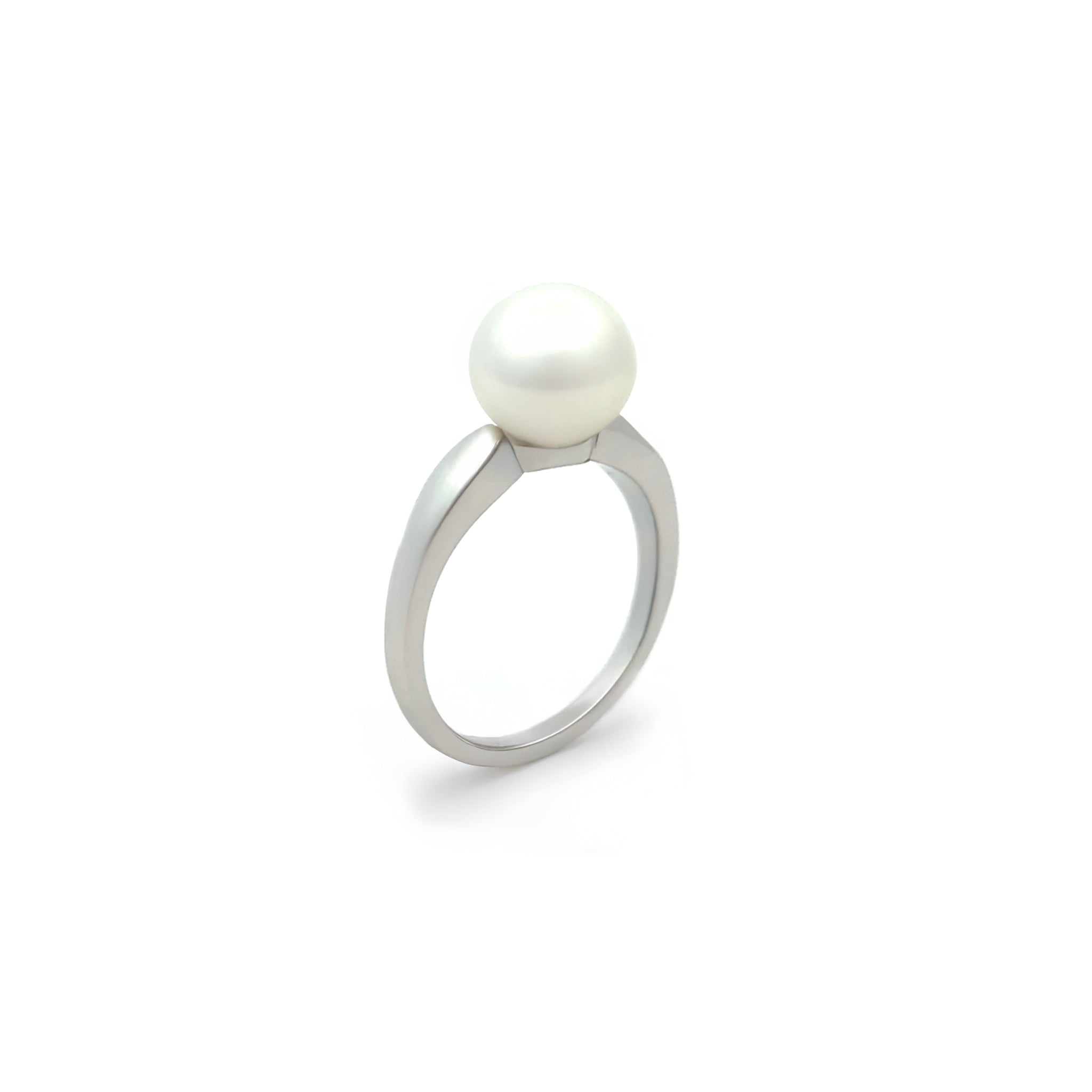 9K White Gold Australian South Sea 9-10 mm Cultured Pearl Ring side view