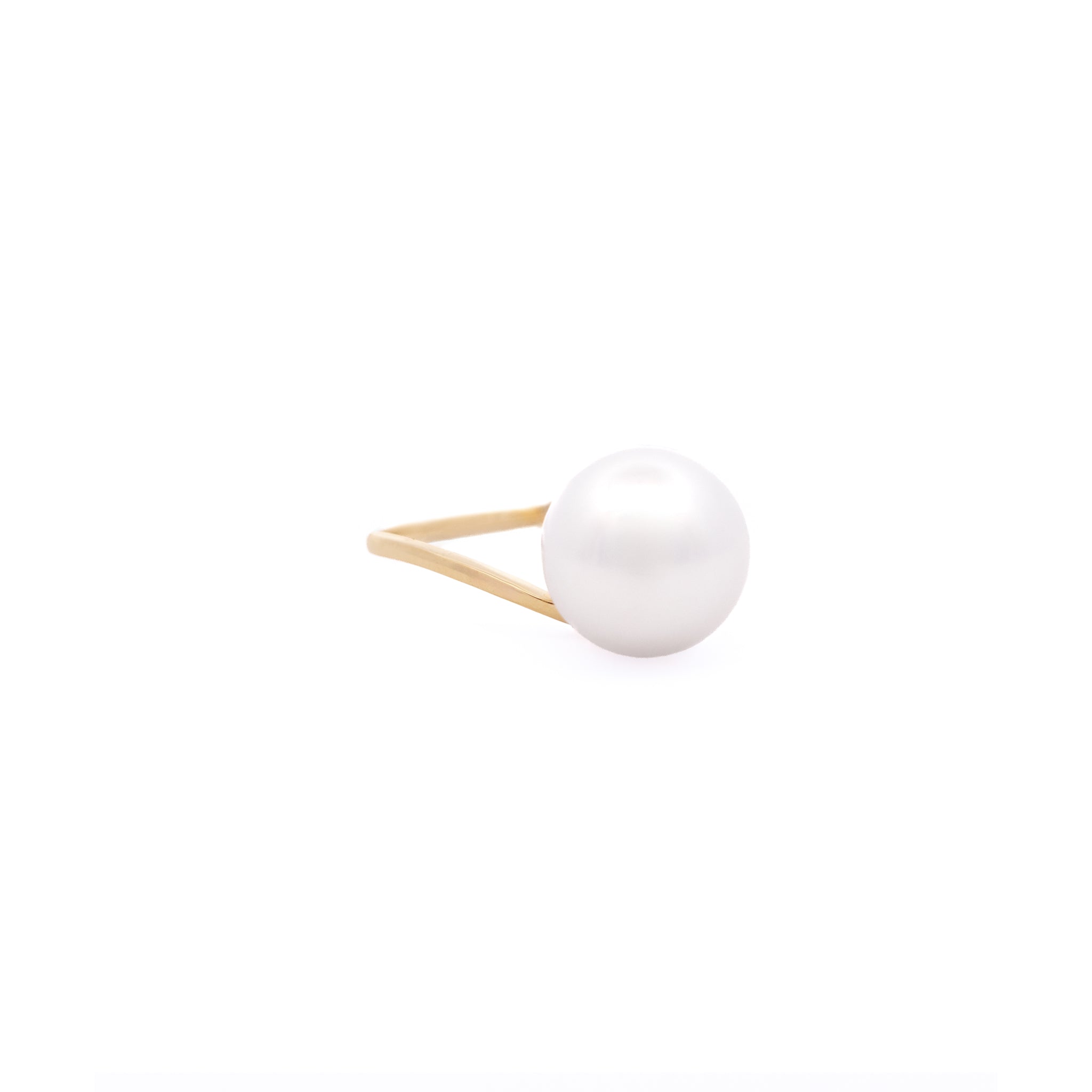 9K Yellow Gold Australian South Sea 10-11 mm Cultured Pearl Ring front view