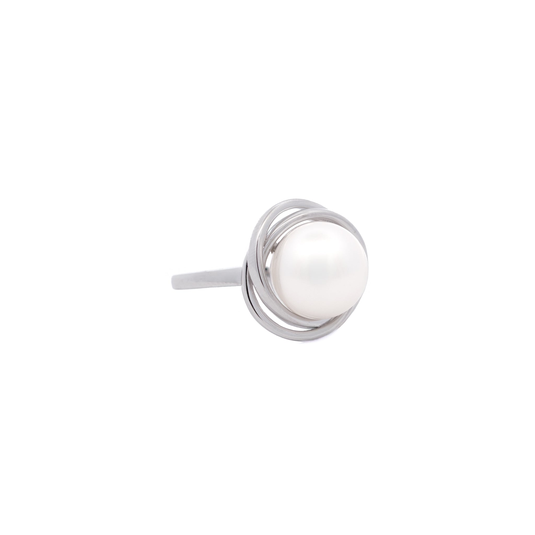 9K White Gold Australian South Sea 10-11 mm Cultured Pearl Ring front view