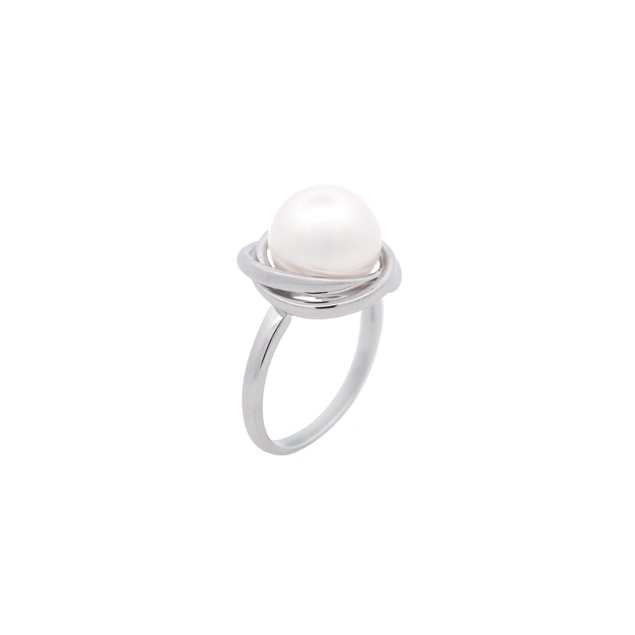 9K White Gold Australian South Sea 10-11 mm Cultured Pearl Ring side view