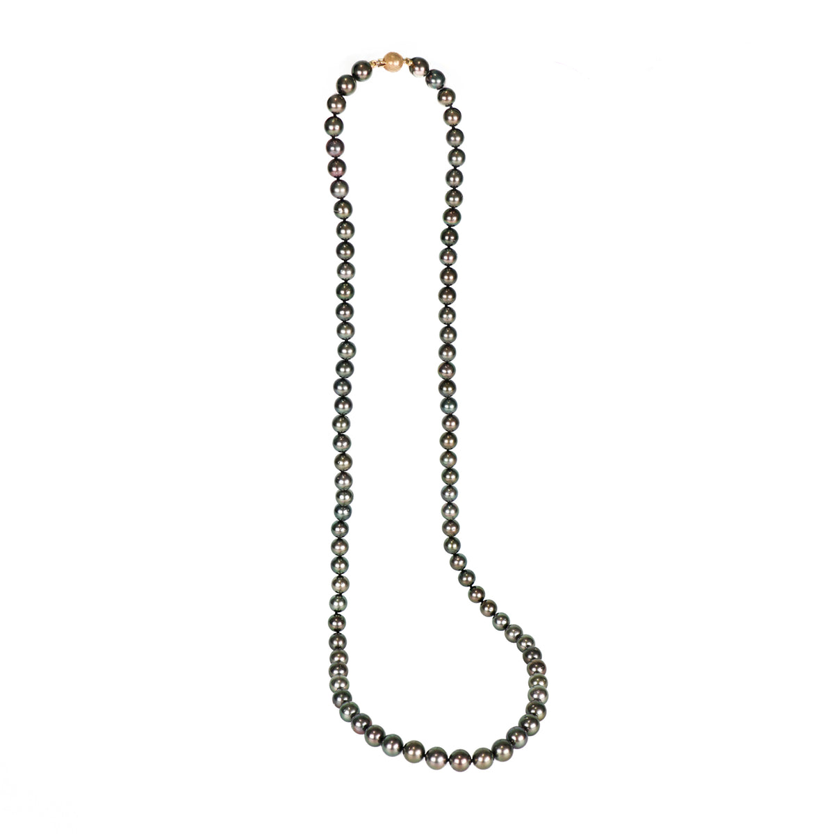 18K Yellow Gold Tahitian 90 cm Cultured Pearl Strand front