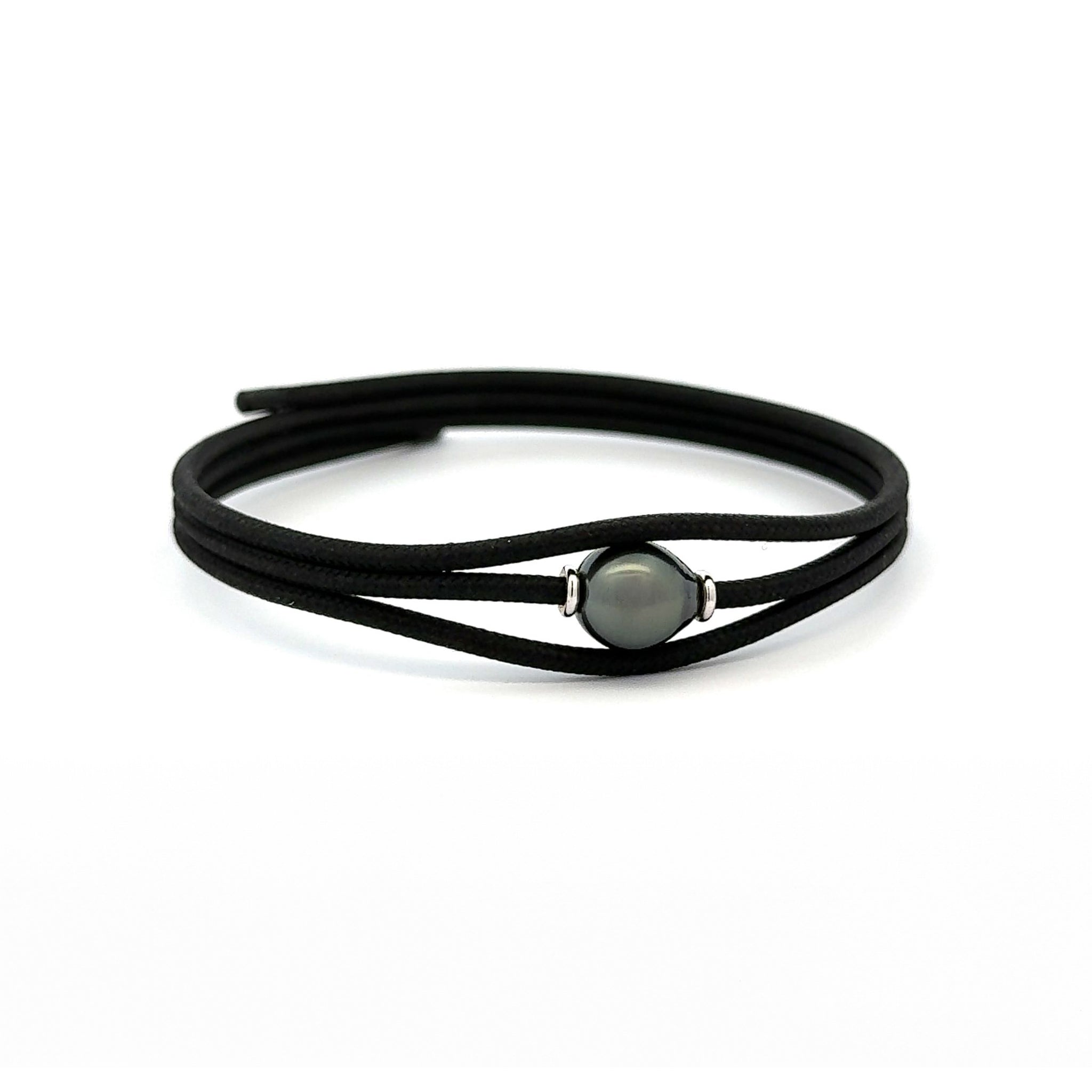 Tahitian Cultured 8- 9mm Pearl Magnetic Black Wrap Bracelet