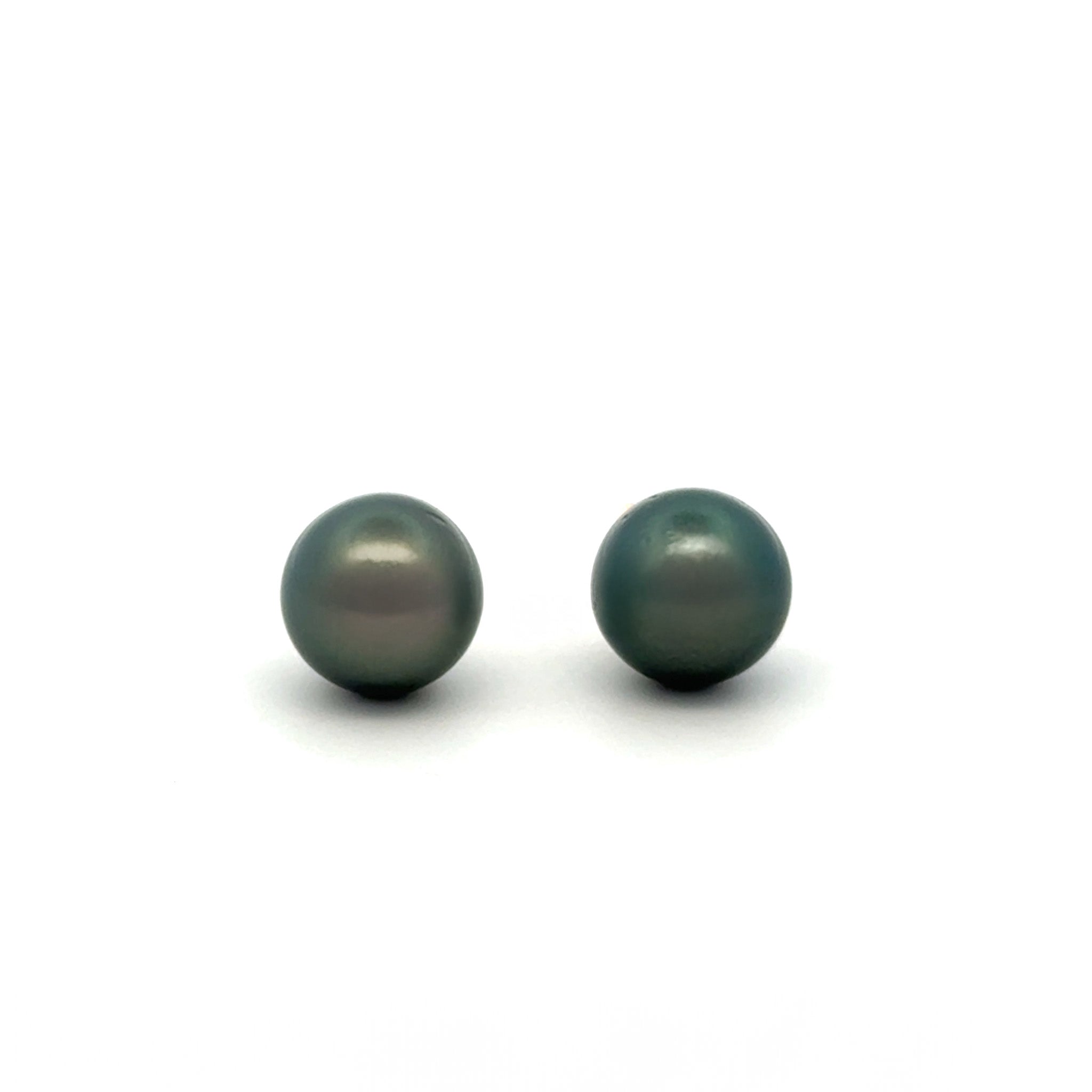 9K Yellow Gold Tahitian 9-10mm Cultured Pearl Stud Earrings front view