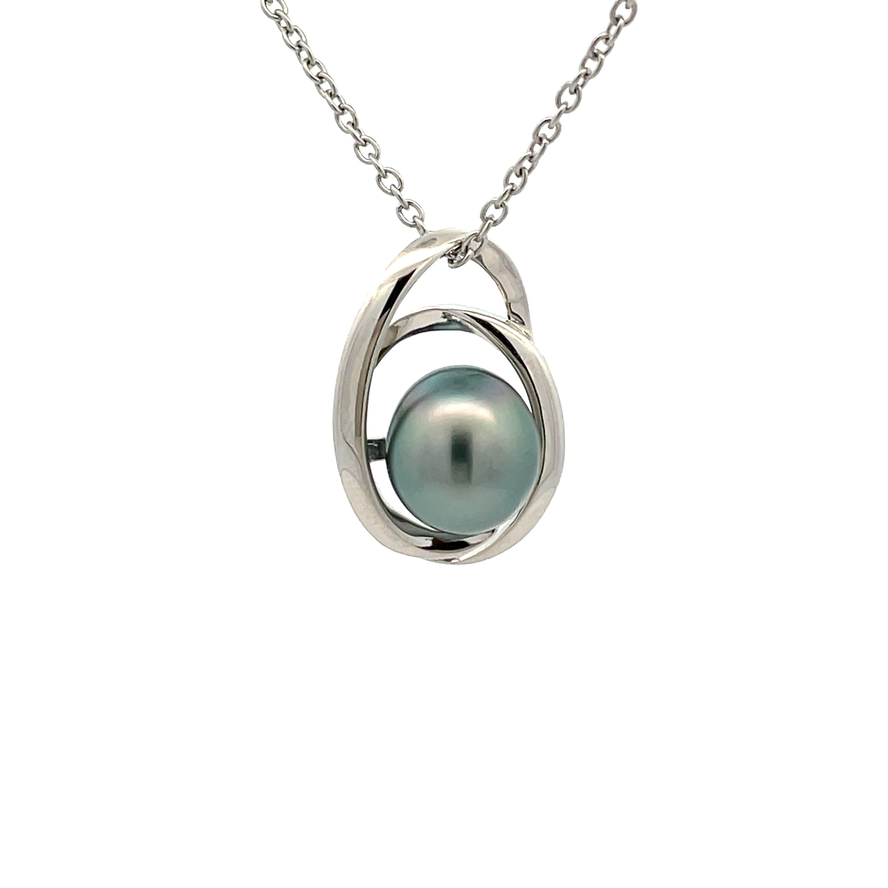 Sterling Silver Tahitian Cultured 9-10 mm Pearl Pendant