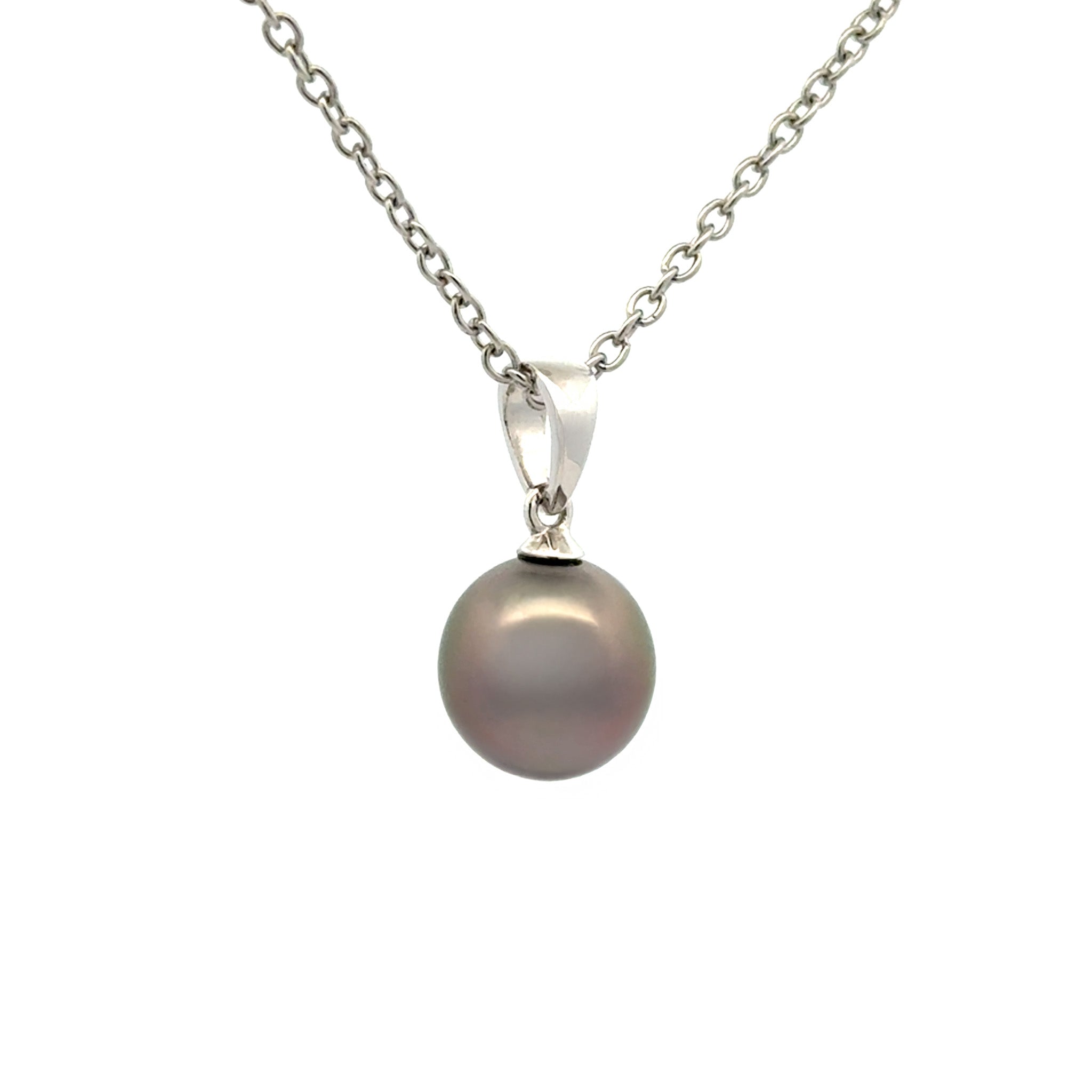 Sterling Silver Tahitian 9-10mm Cultured Pearl Pendant side view
