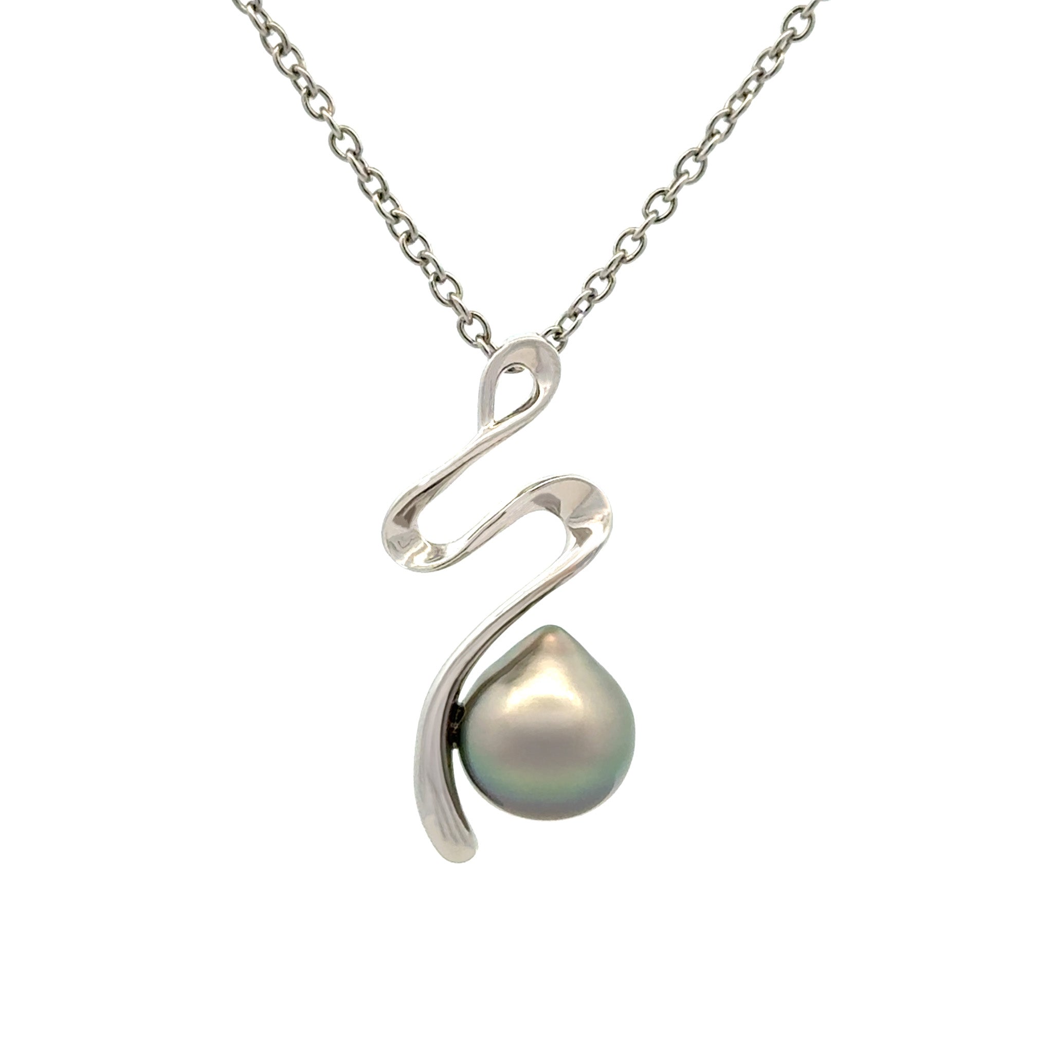 Sterling Silver Tahitian 9-10 mm Cultured Pearl Pendant front view