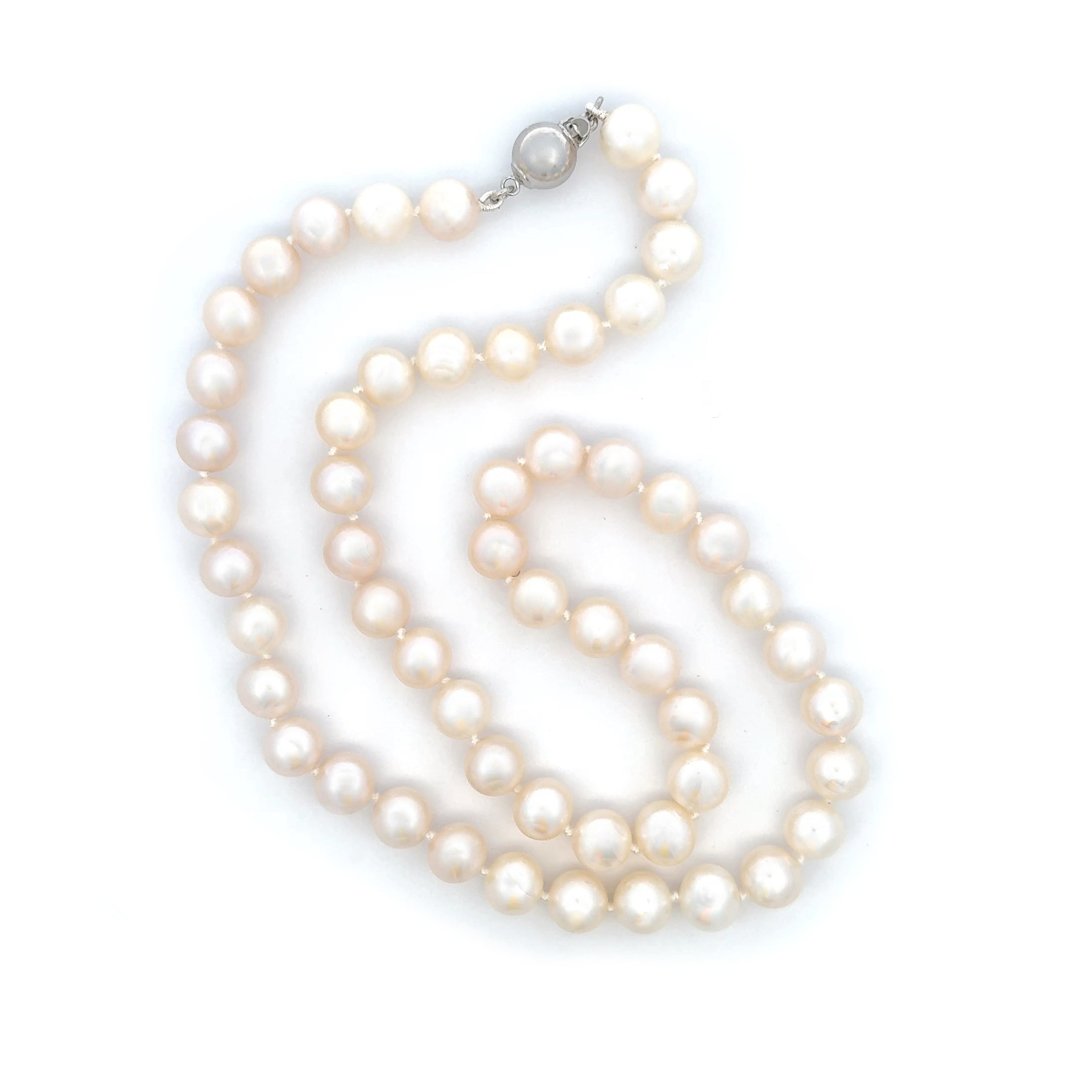 Sterling Silver Freshwater 7.5-8mm Pearl Strand front view