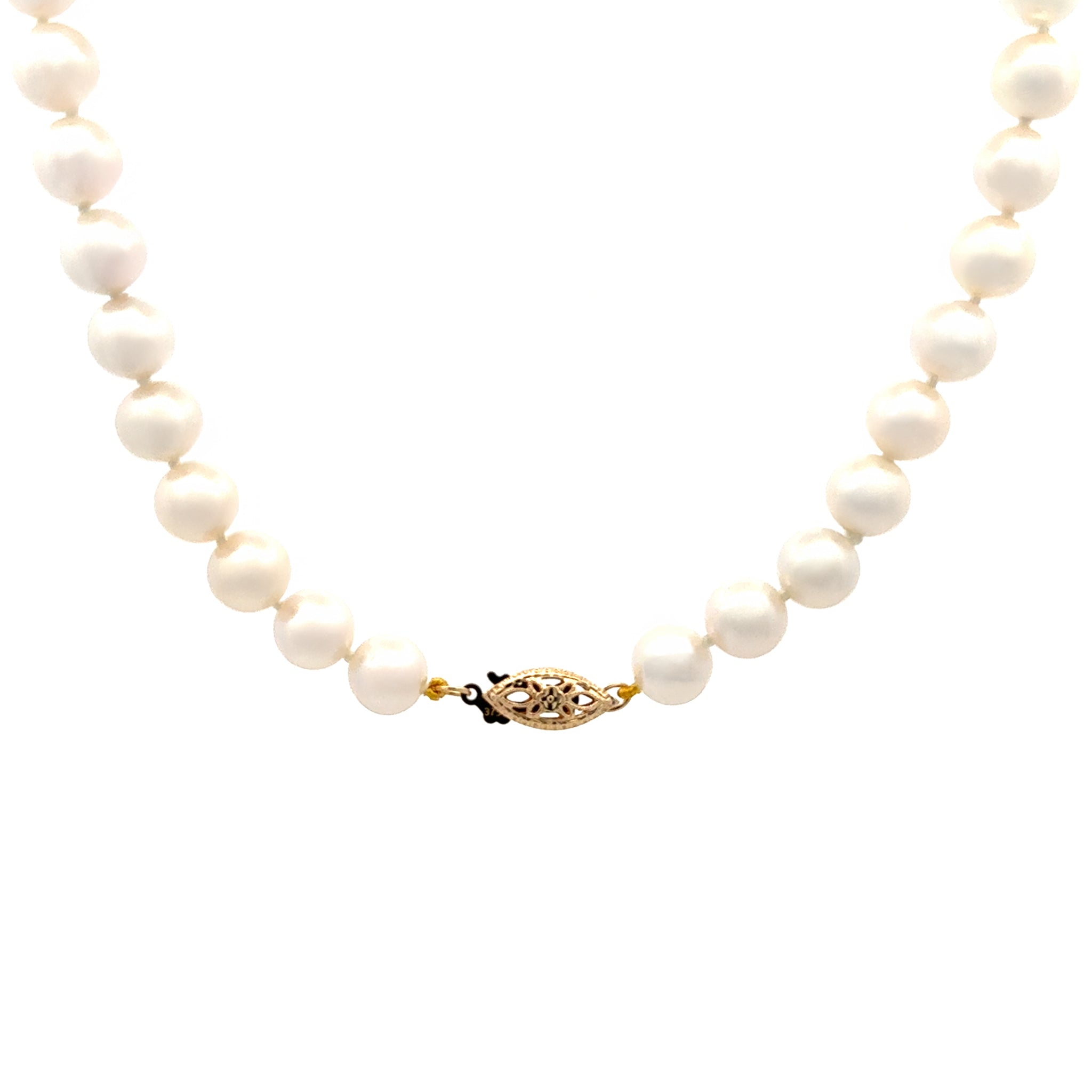 9K Yellow Gold Freshwater 7-7.5 mm Pearl Strand clasp view