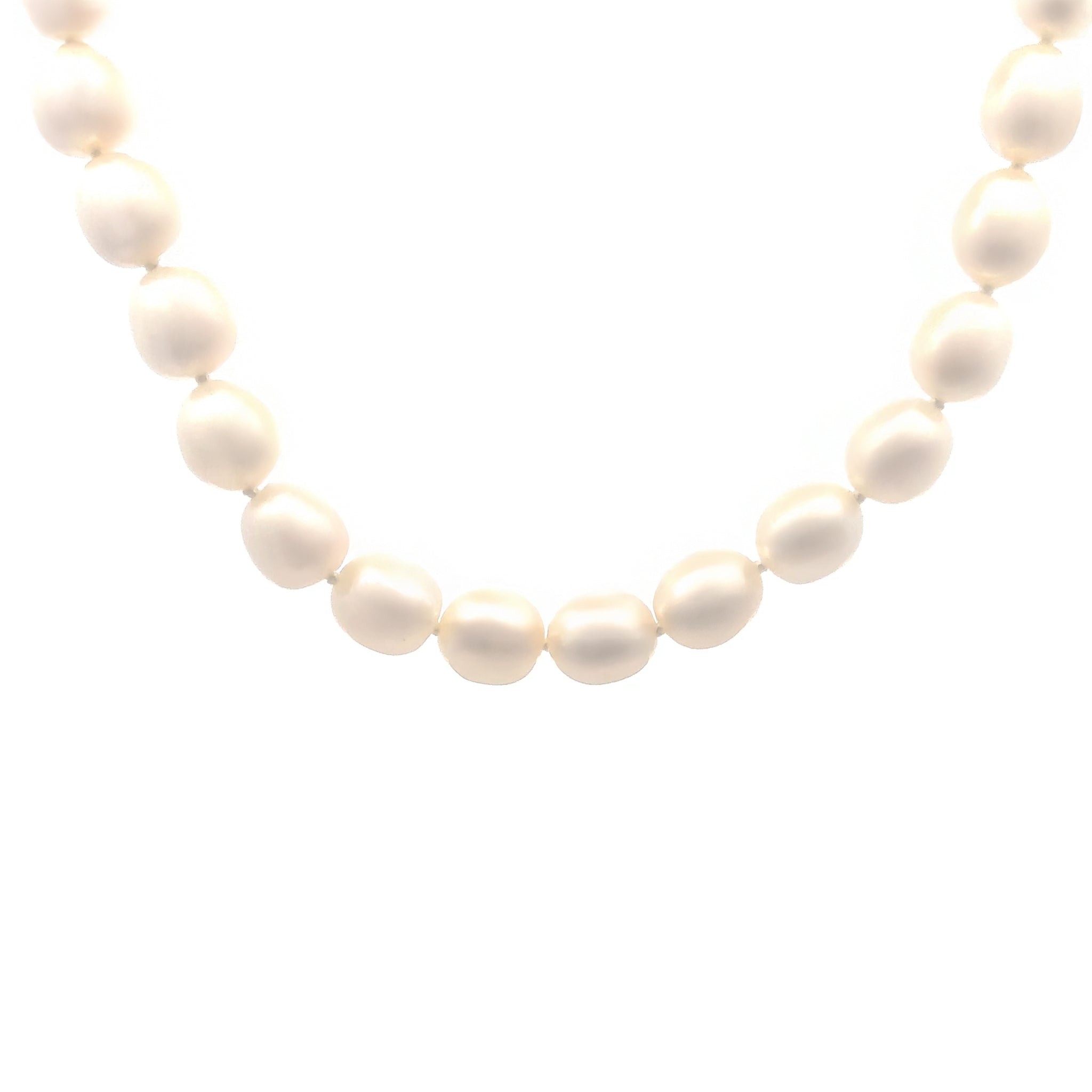 Silver Plated Freshwater 8.5-9 mm Pearl Strand front view