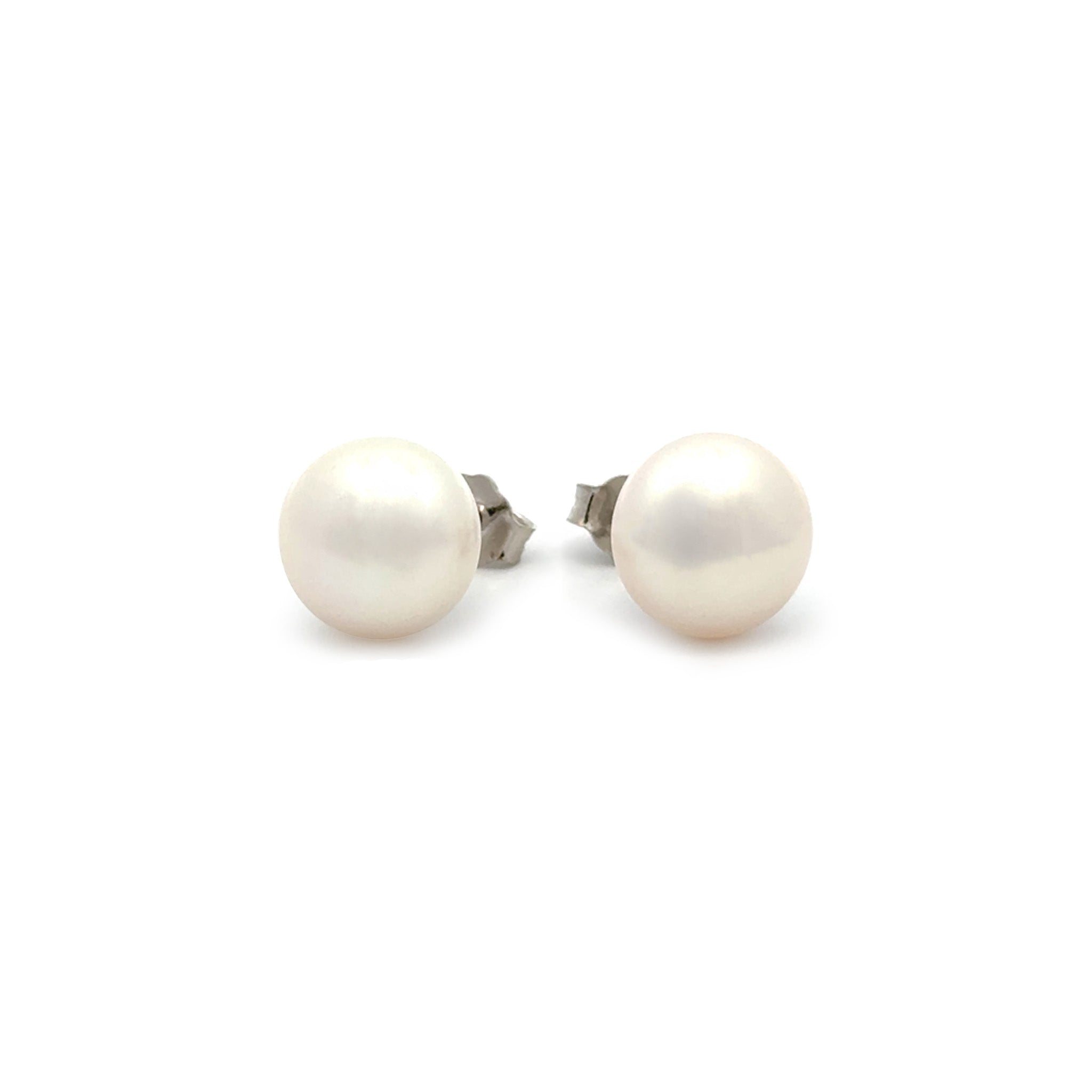 Sterling Silver Freshwater Pearl 10-10.5 mm Stud Earrings front view