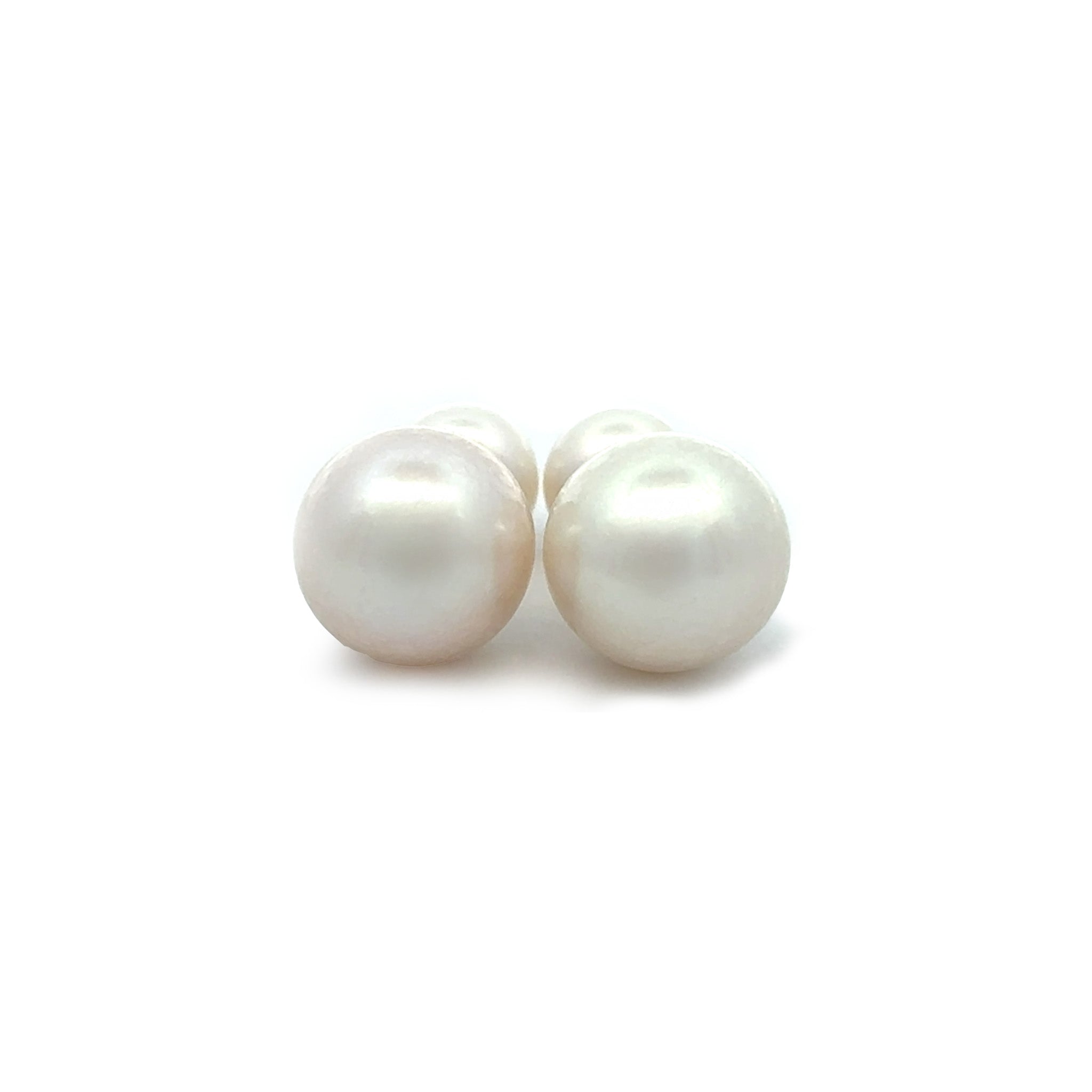 Sterling Silver Freshwater Pearl 8-8.5 & 12-12.5mm Earrings front view with a white background
