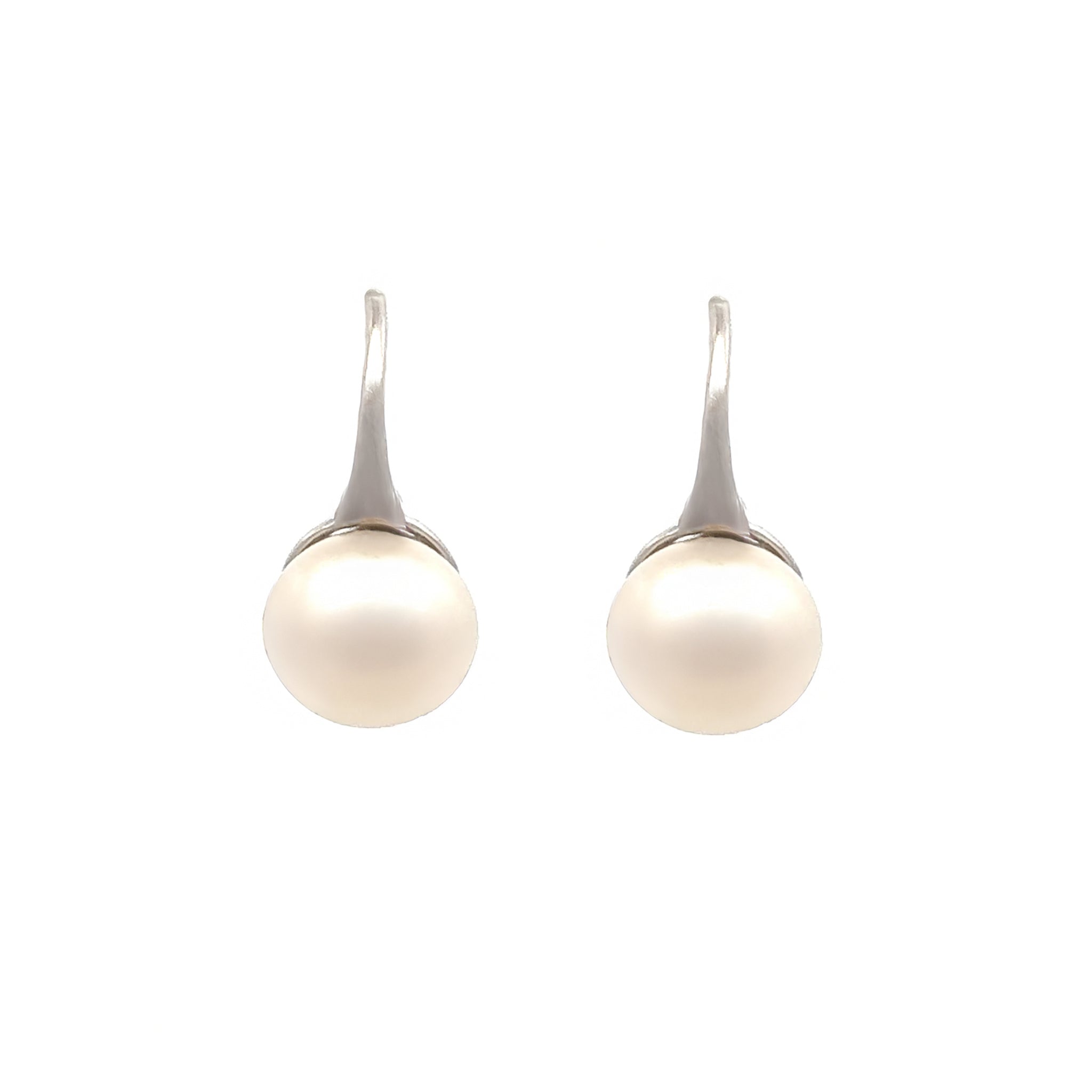 Sterling Silver Freshwater Pearl 10-11 mm Hook Earrings front view