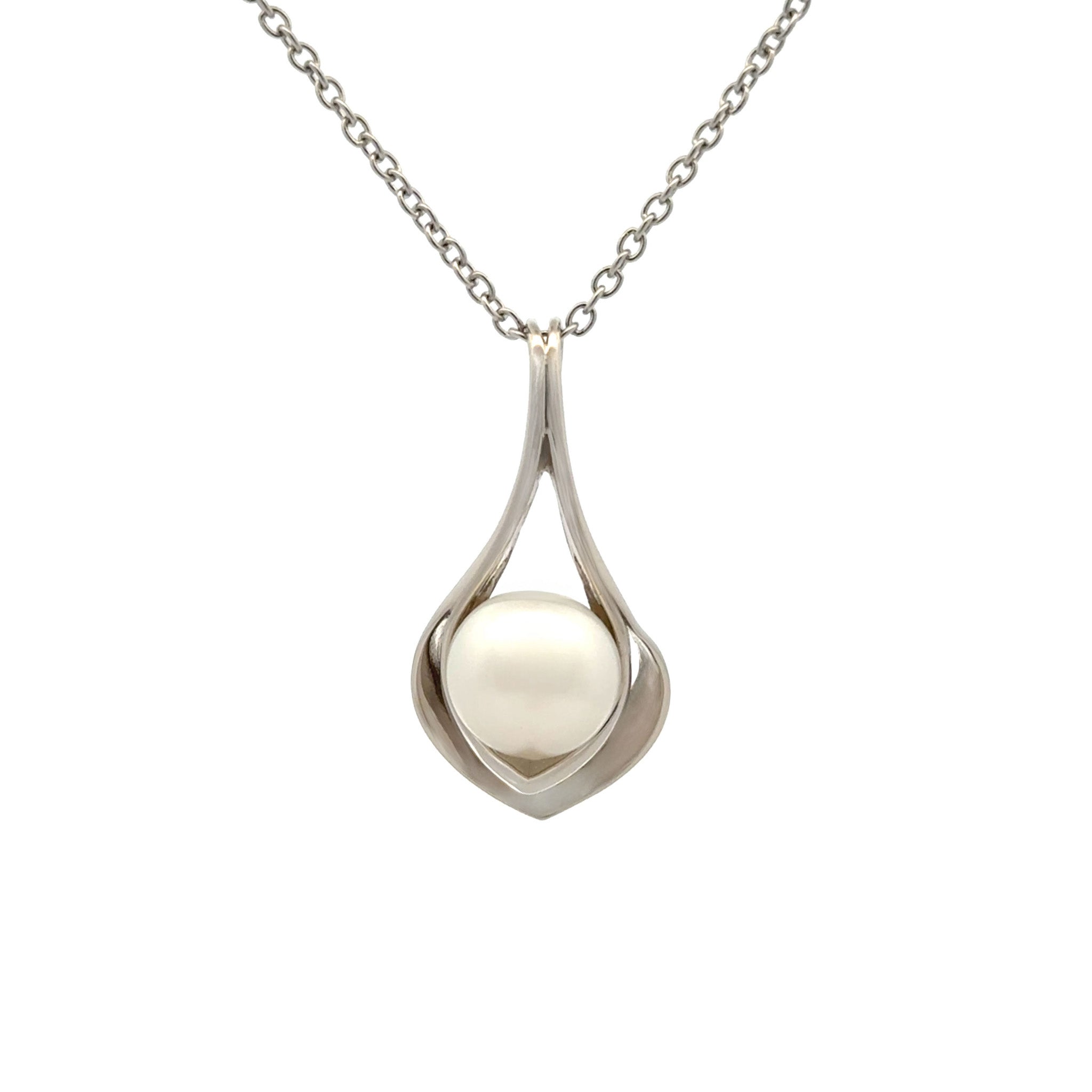Sterling Silver Freshwater Pearl White 9.5- 10mm Pendant