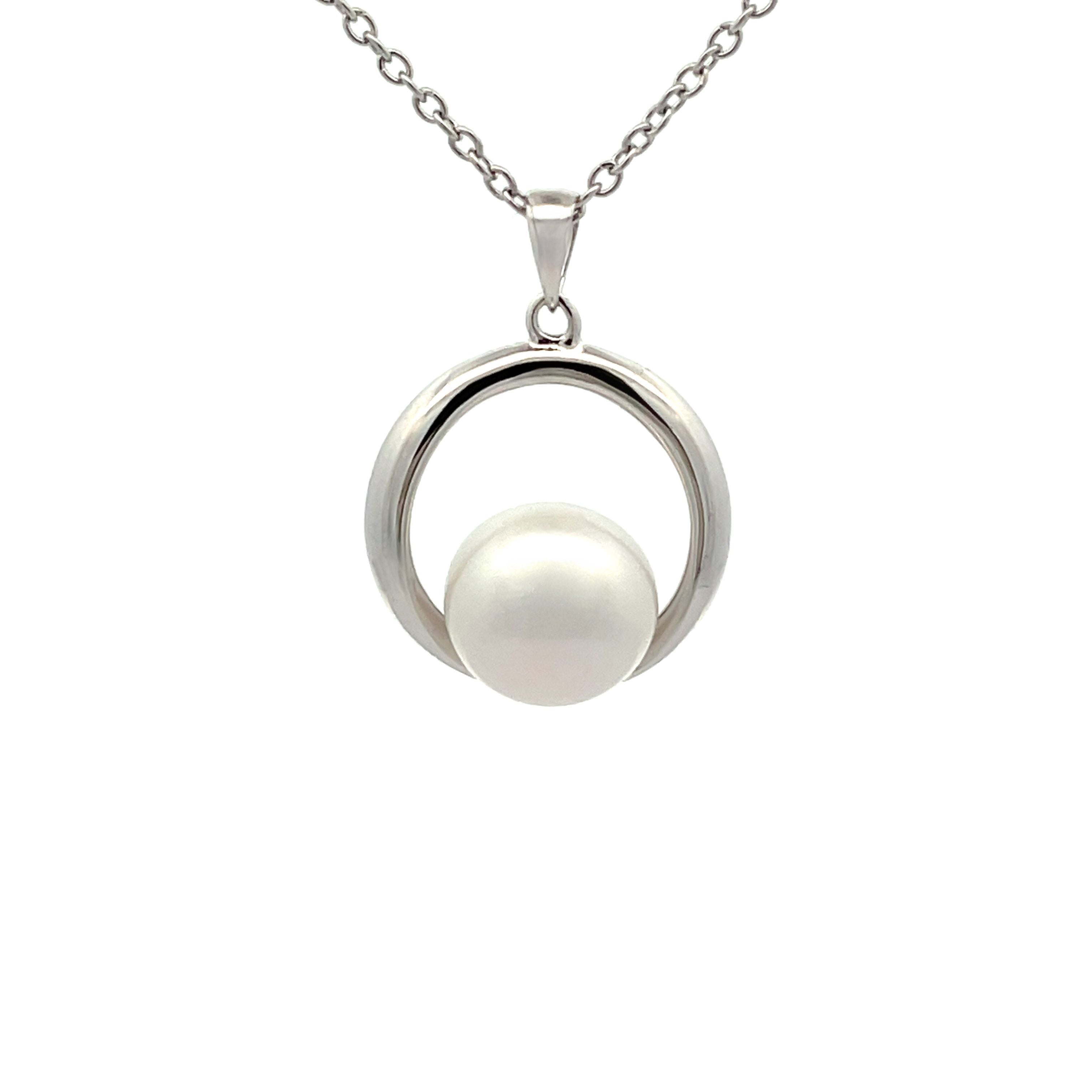 Sterling Silver Freshwater Pearl White 10-11 mm Pendant front view