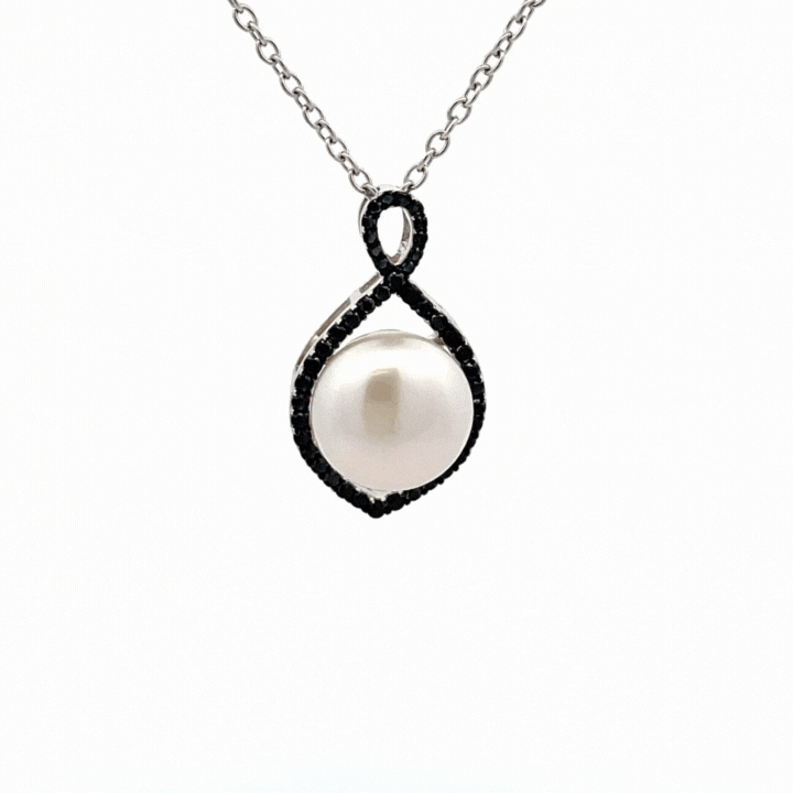 Sterling Silver Freshwater Pearl and Spinel Pendant