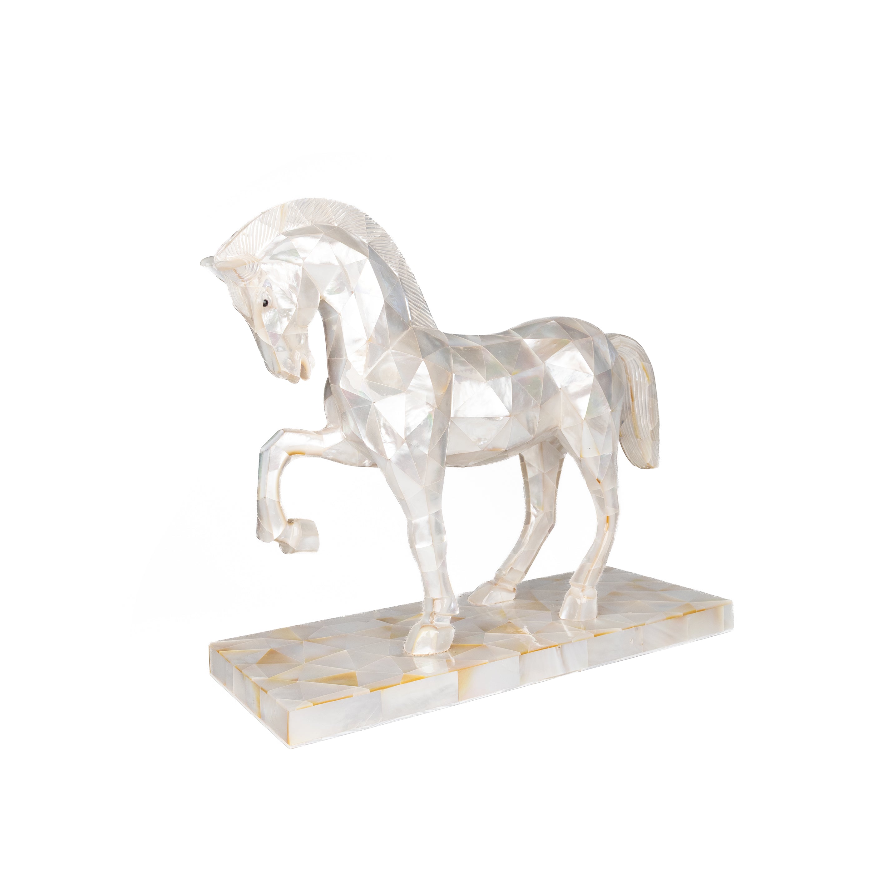 White Mother of Pearl Horse front view