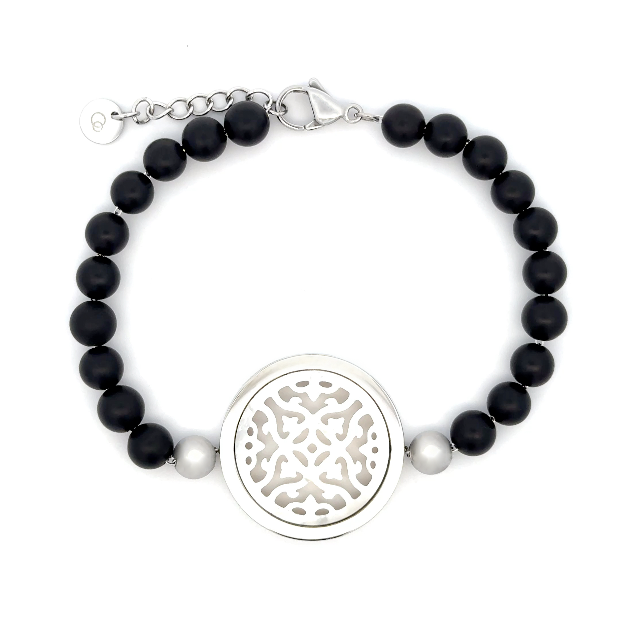 Stainless Steel, Agate and White Mother Of Pearl Bracelet