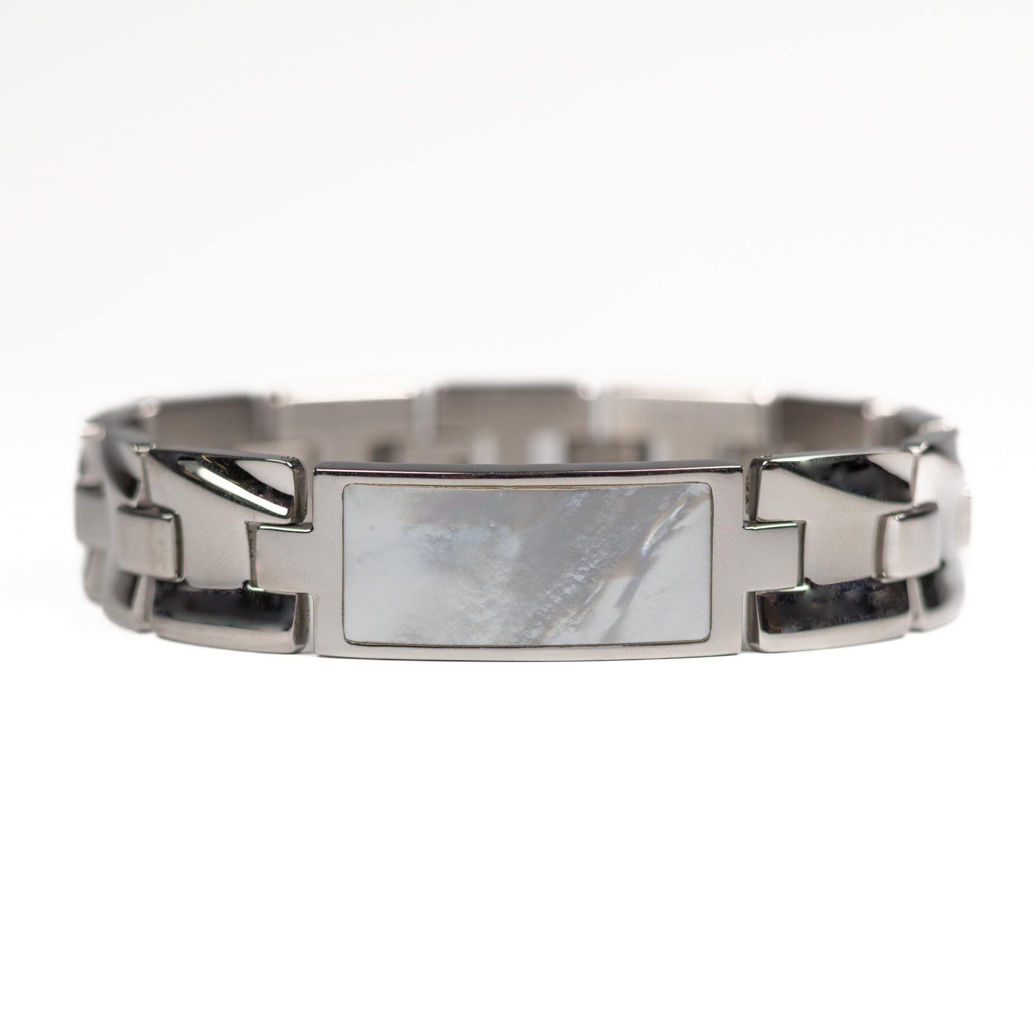 Stainless Steel and White Mother Of Pearl Bracelet