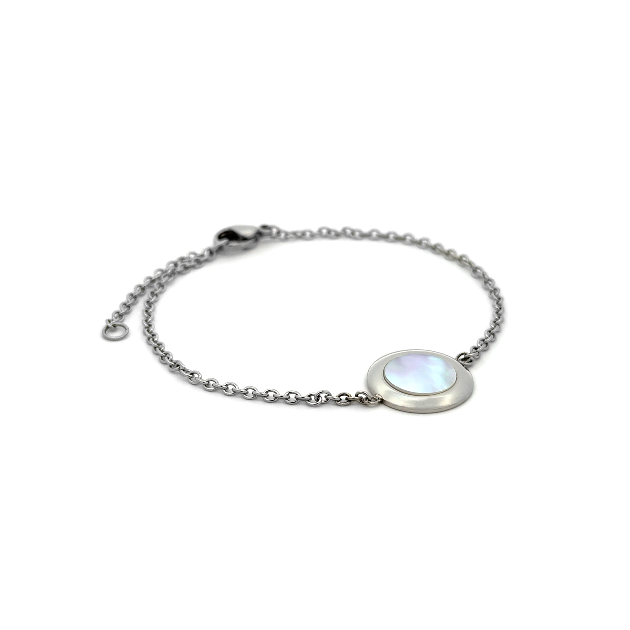 Stainless Steel with White Mother of Pearl Bracelet