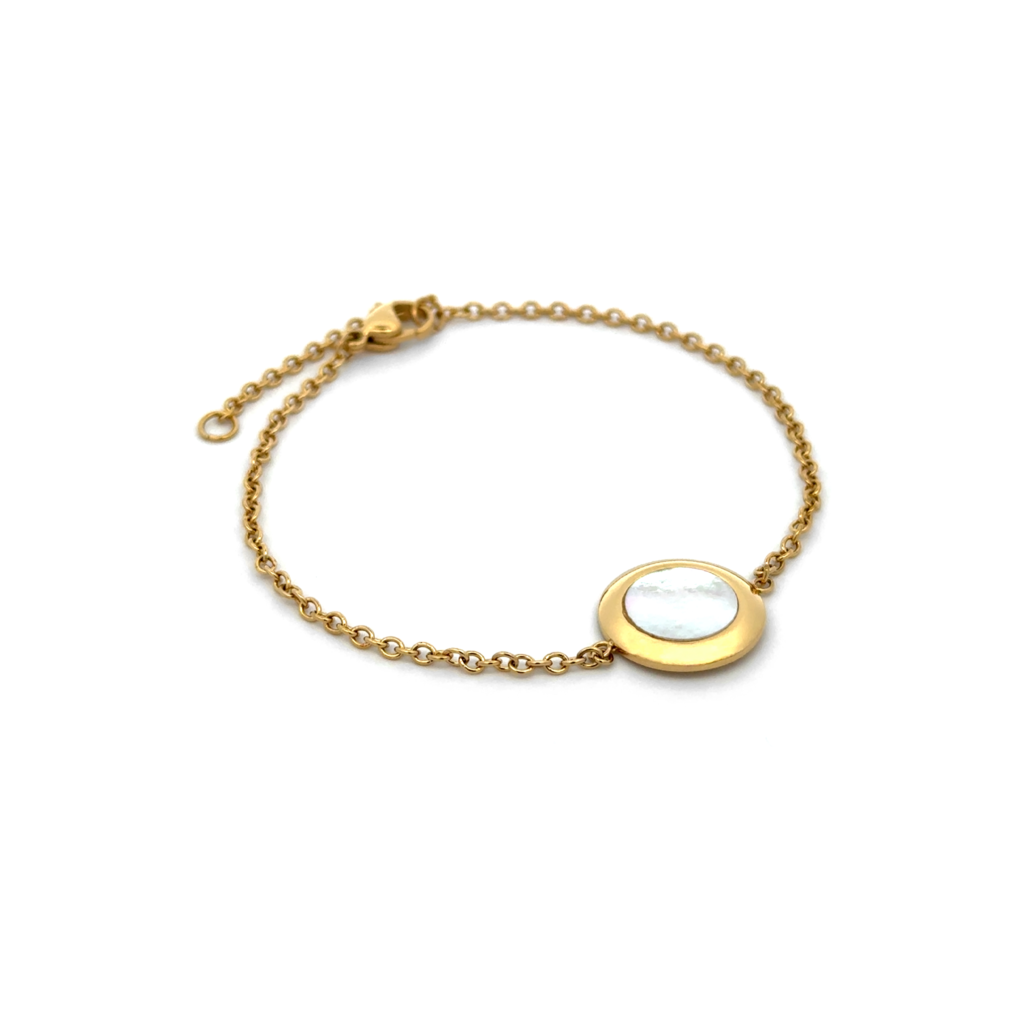 Gold Plated Stainless Steel with White Mother of Pearl Bracelet