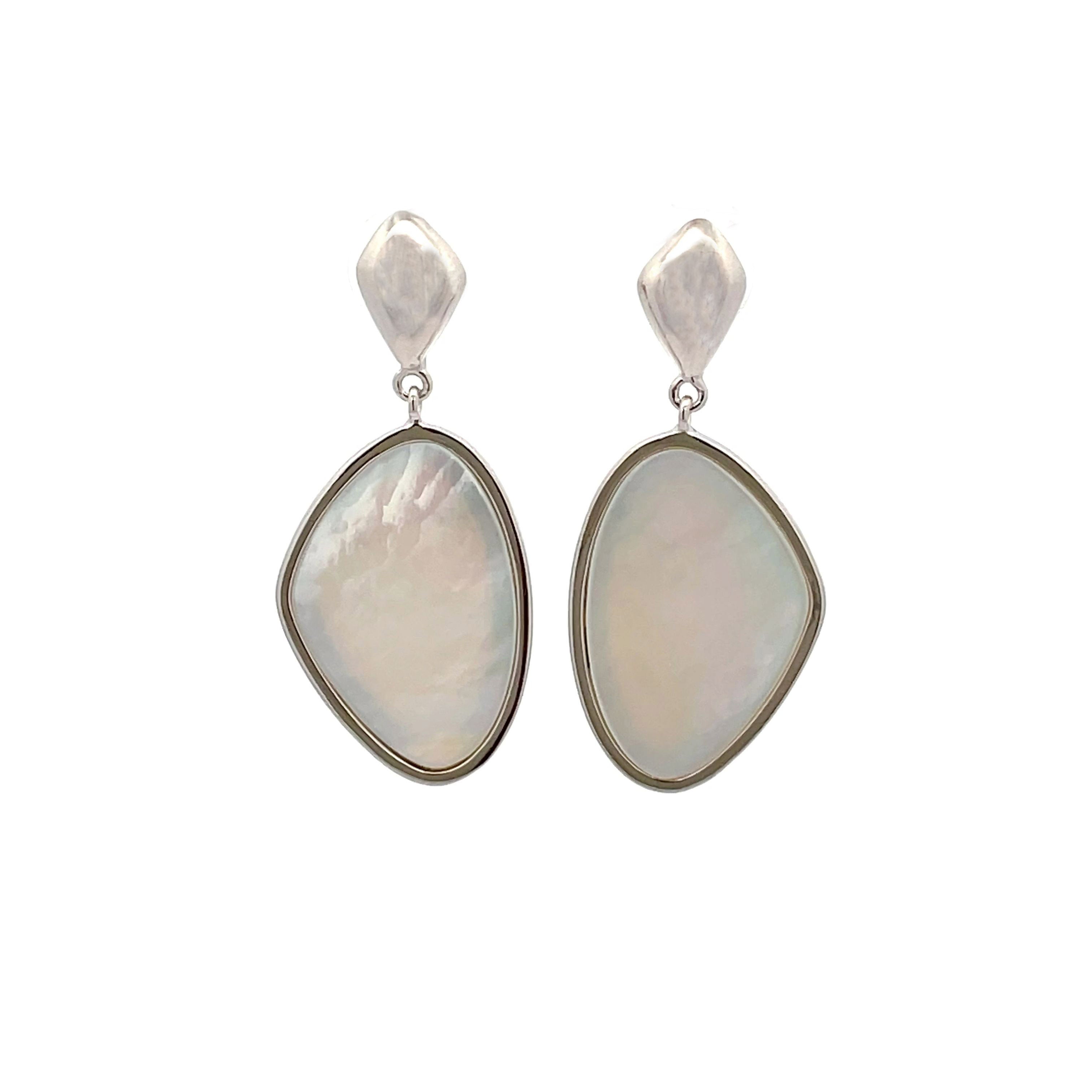 Sterling Silver White Mother Of Pearl Drop Earrings