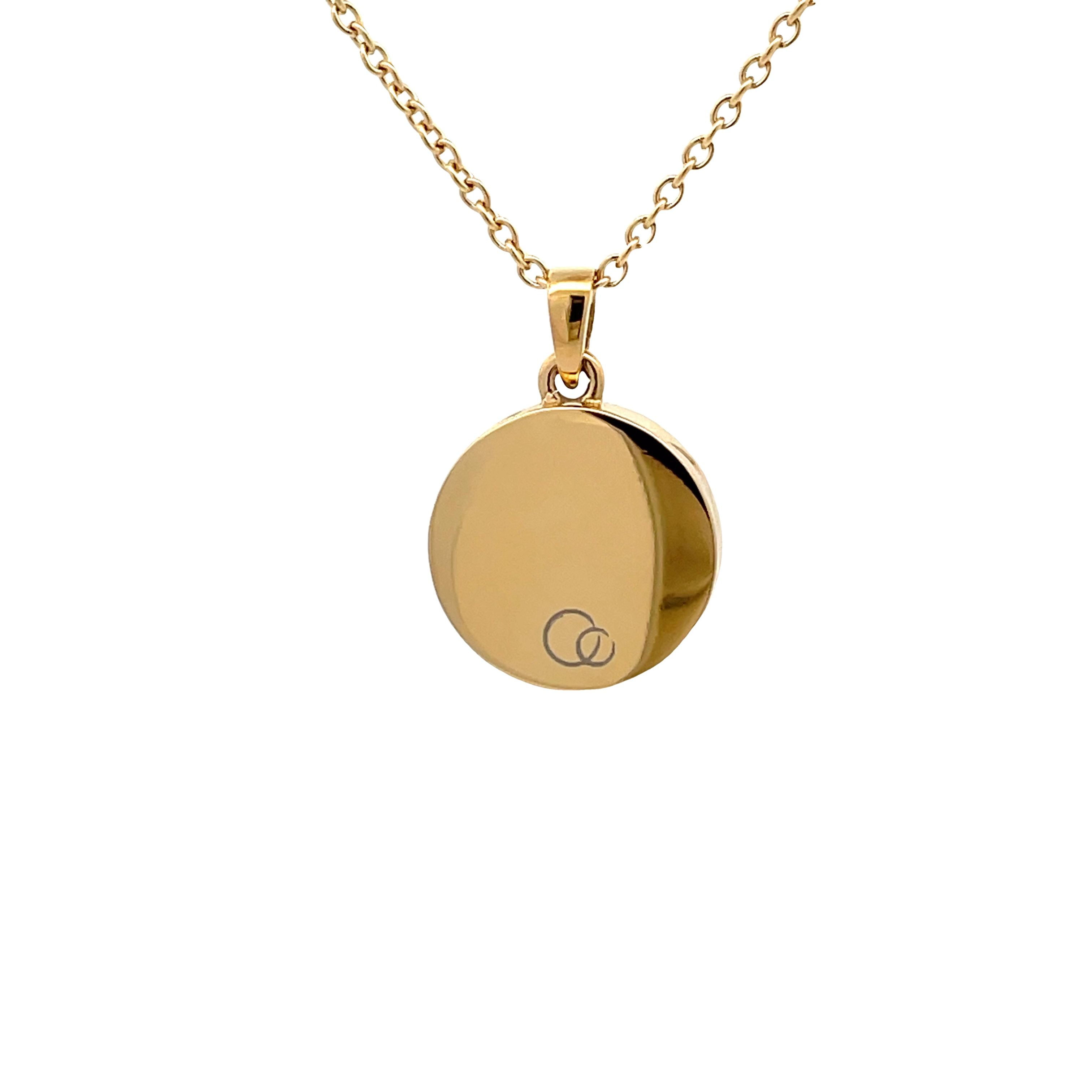 14K Gold Plated Stainless Steel White Mother Of Pearl Delicate Disc Necklace