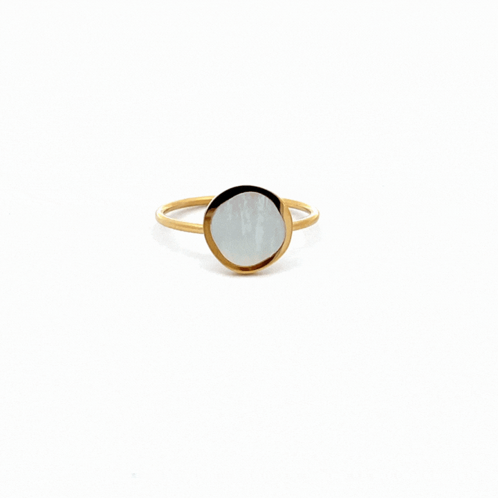 Gold Plated Stainless Steel White Mother Of Pearl Ring