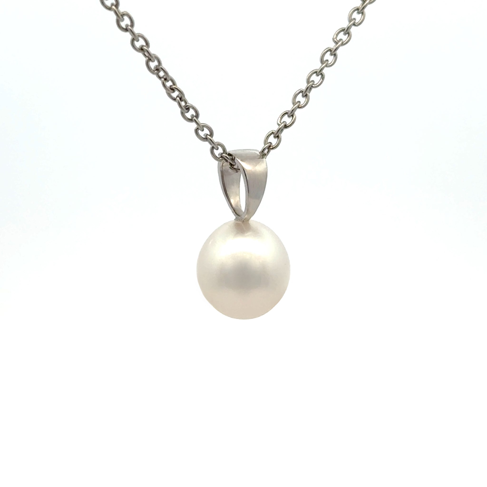 9K White Gold Australian South Sea Cultured Pearl Pendant Side View