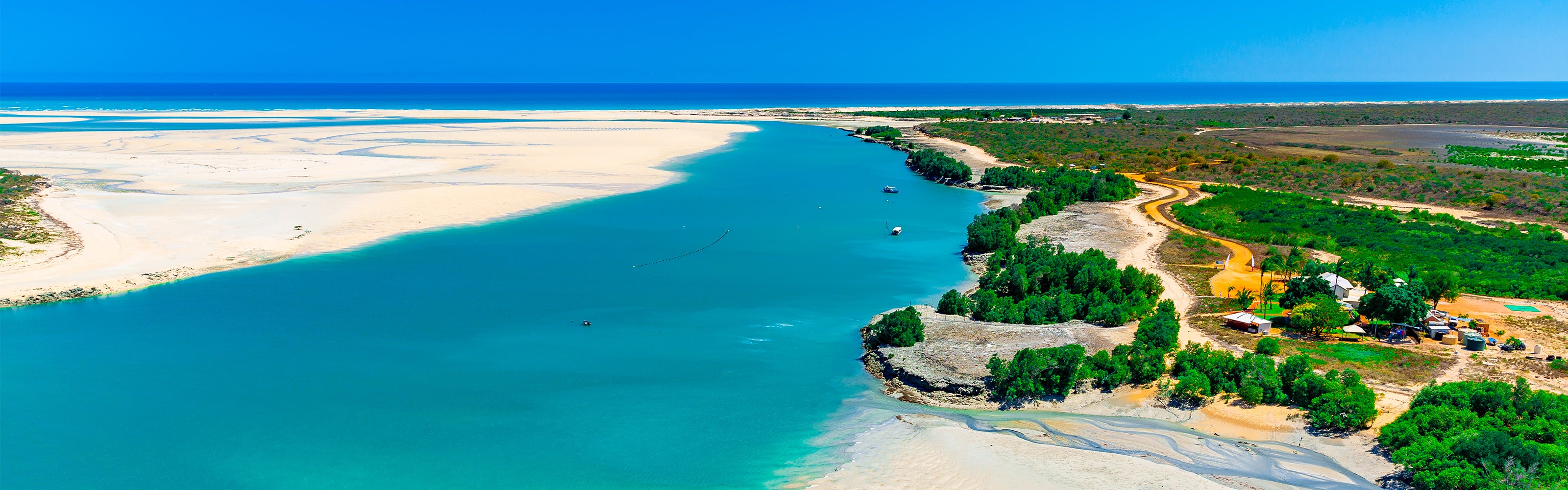 Aerial view of the Willie Creek Pearl Farm in Broome Western Australia.