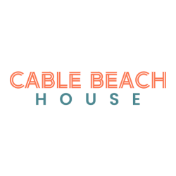 Text 'Cable Beach House' in red and blue on a white background