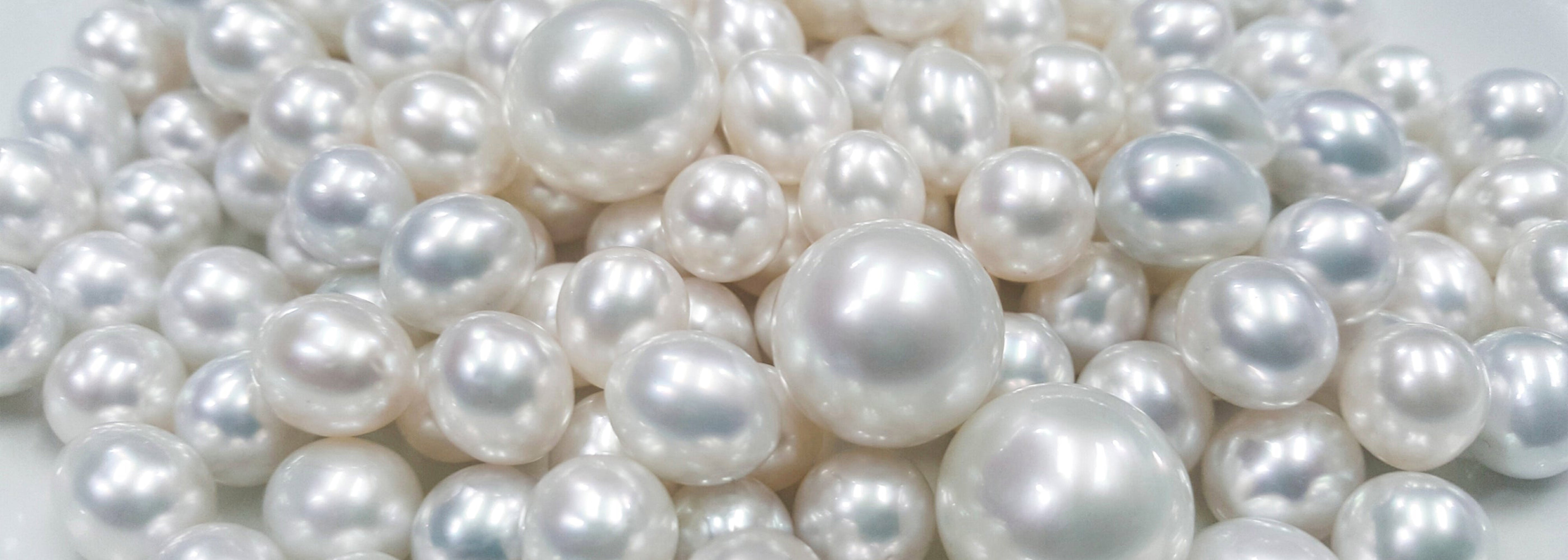 A pile of Australian South Sea Pearls farmed from Willie Creek Pearl farm with excellent Lustre