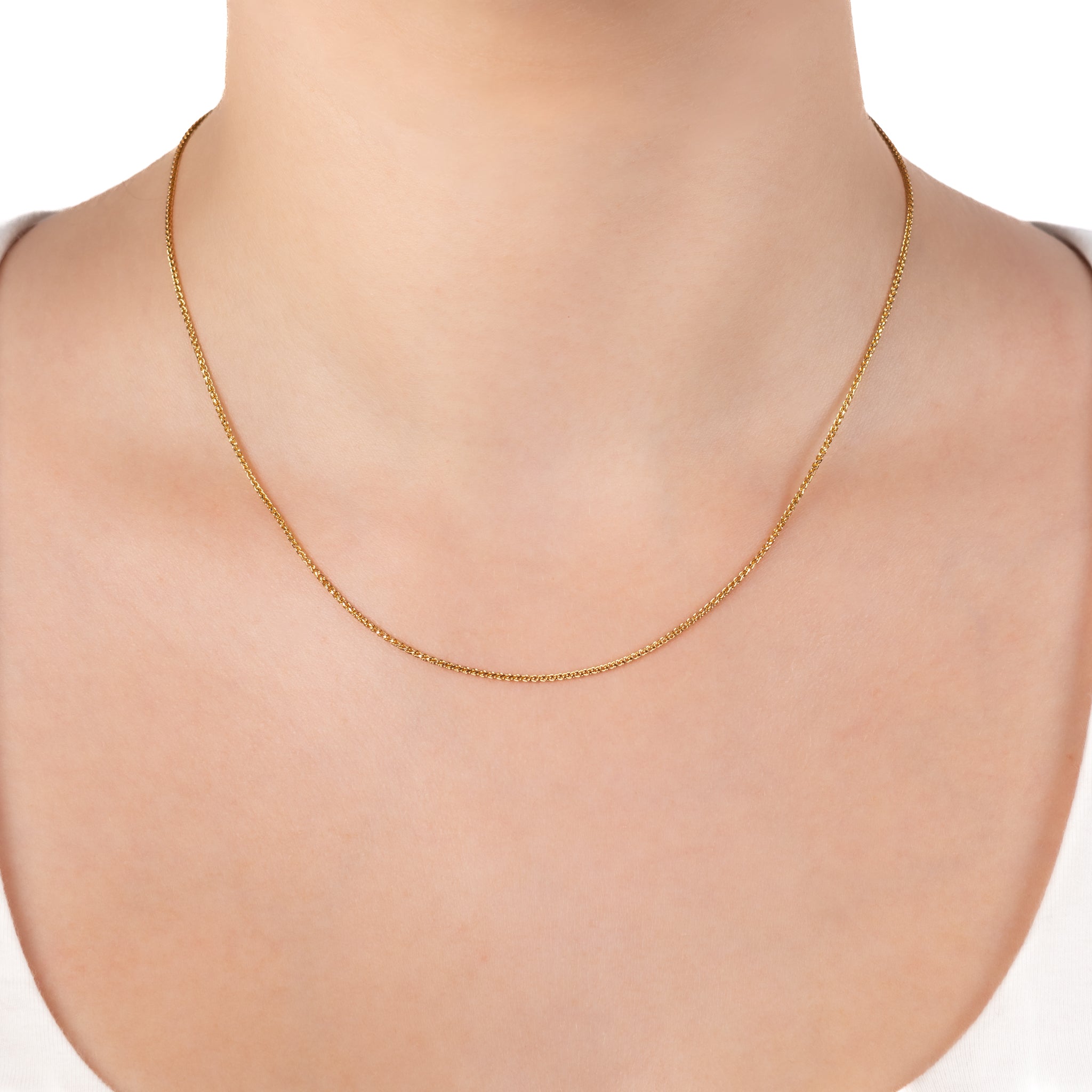 18K Yellow Gold 45 cm Diamond Cut Foxtail Chain