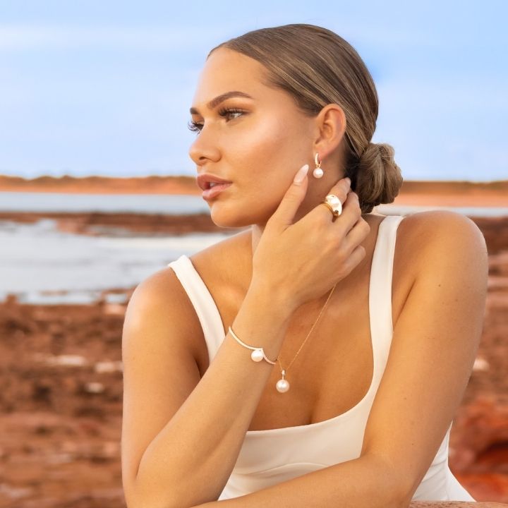 Australian South Sea Pearls on a model