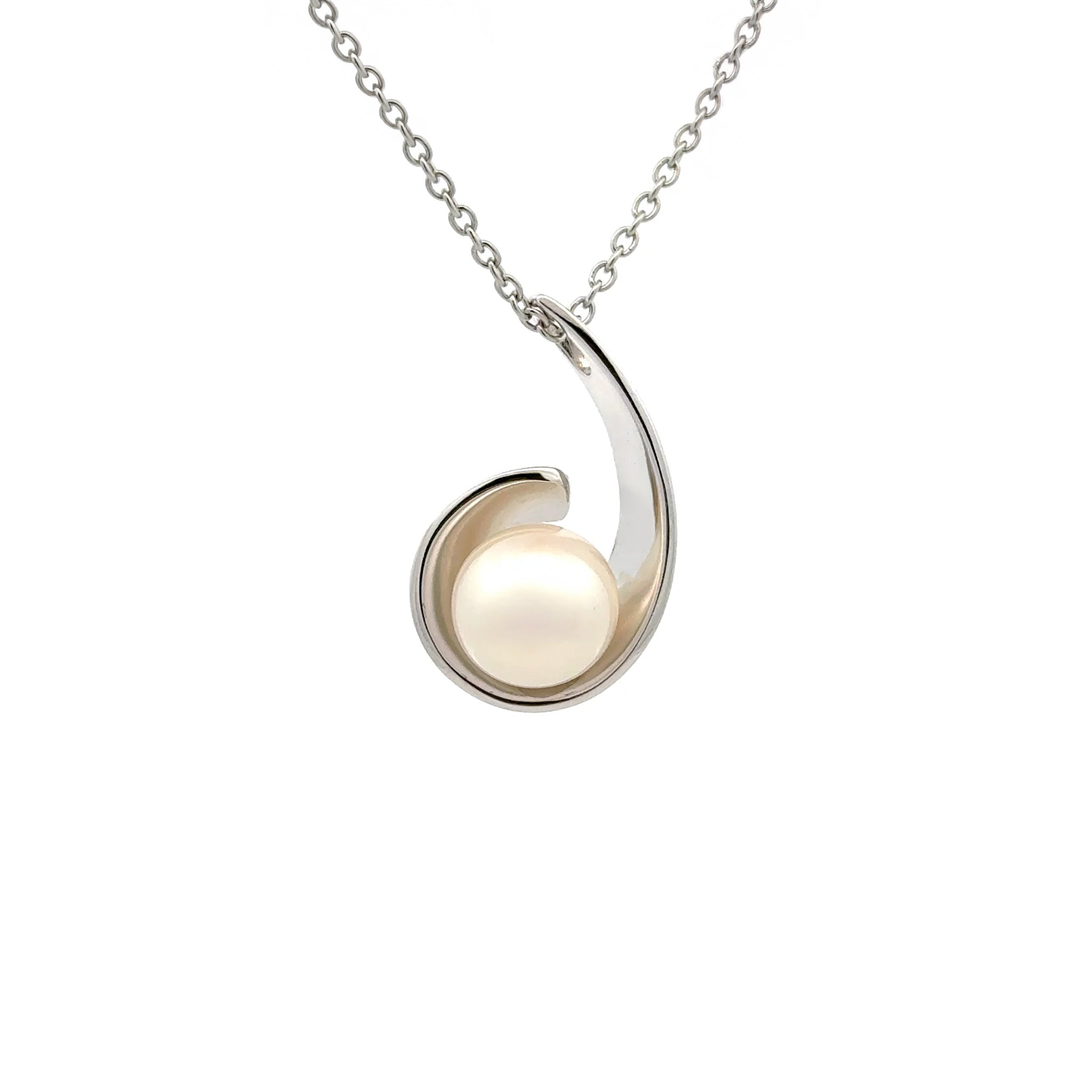 Sterling Silver Freshwater Pearl White 9.5mm Pendant front view