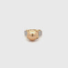 18K Yellow Gold South Sea Cultured 11-12mm Diamond Pearl Ring