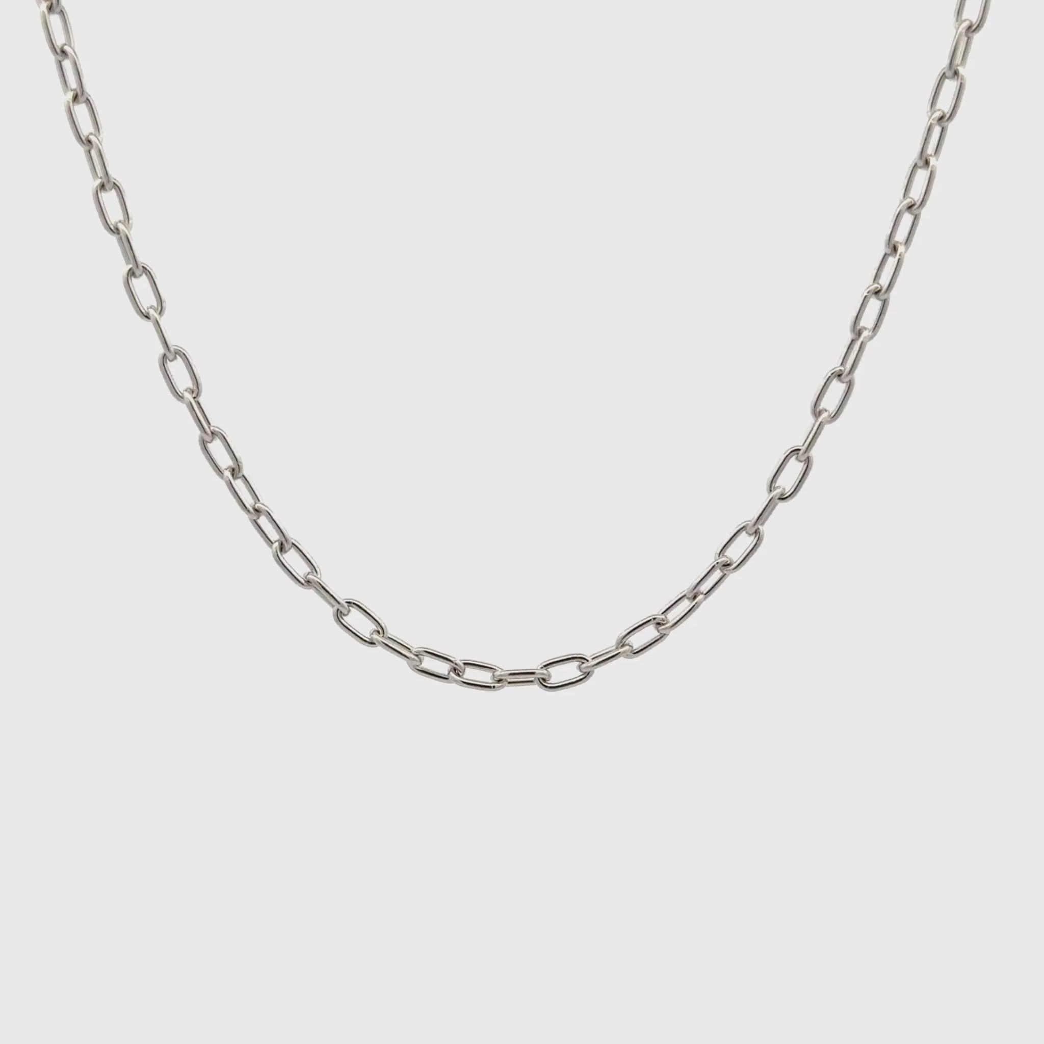 9K White Gold Polished 50cm Elongated Trace Chain 2.3mm