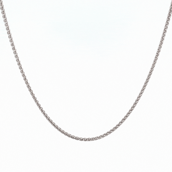 18K White Gold 45 cm Diamond Cut Foxtail Chain 1.2mm