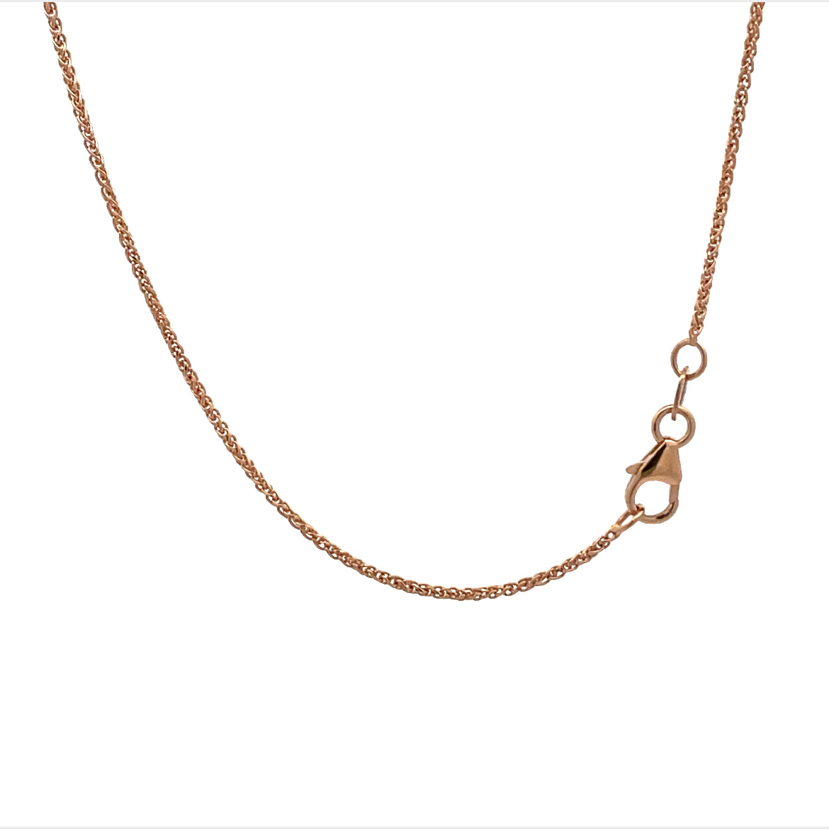 Close-up of the polished diamond-cut texture on rose gold foxtail chain showing the clasp
