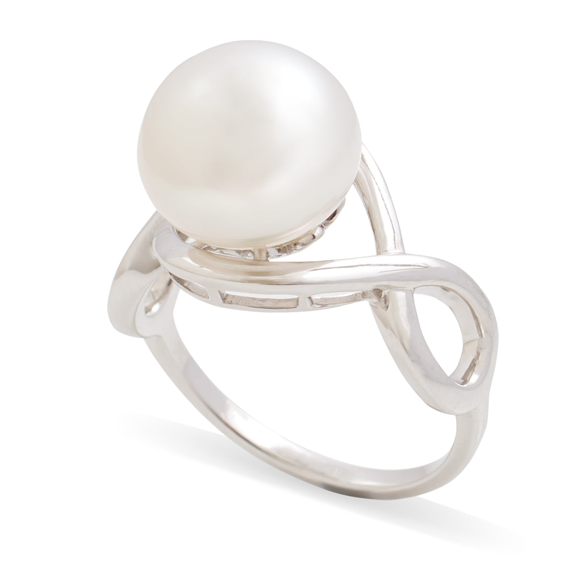 9K White Gold Australian South Sea Cultured 11 - 12 mm Pearl Ring