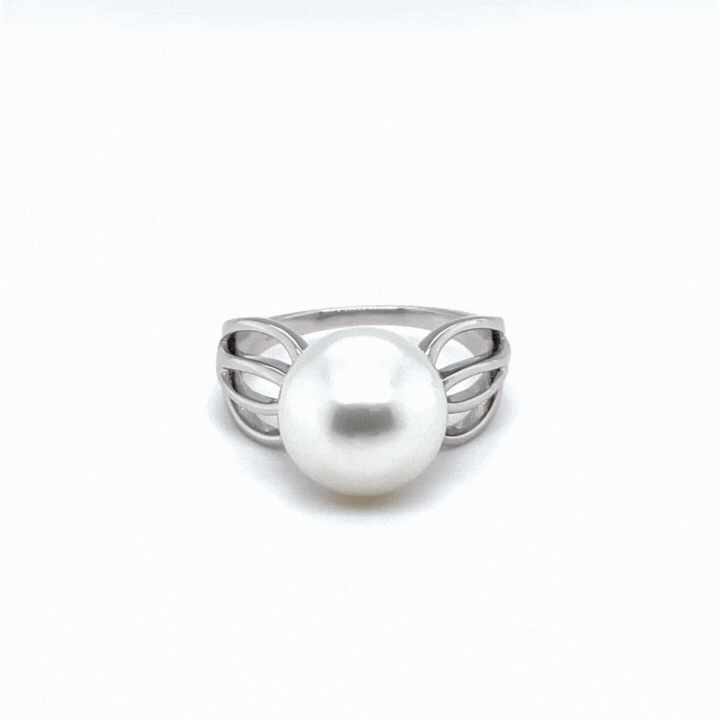 Sterling Silver Australian South Sea Cultured 11- 12 mm Pearl Ring