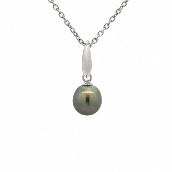 Sterling Silver Tahitian Cultured 8-9 mm Pearl Pendant
