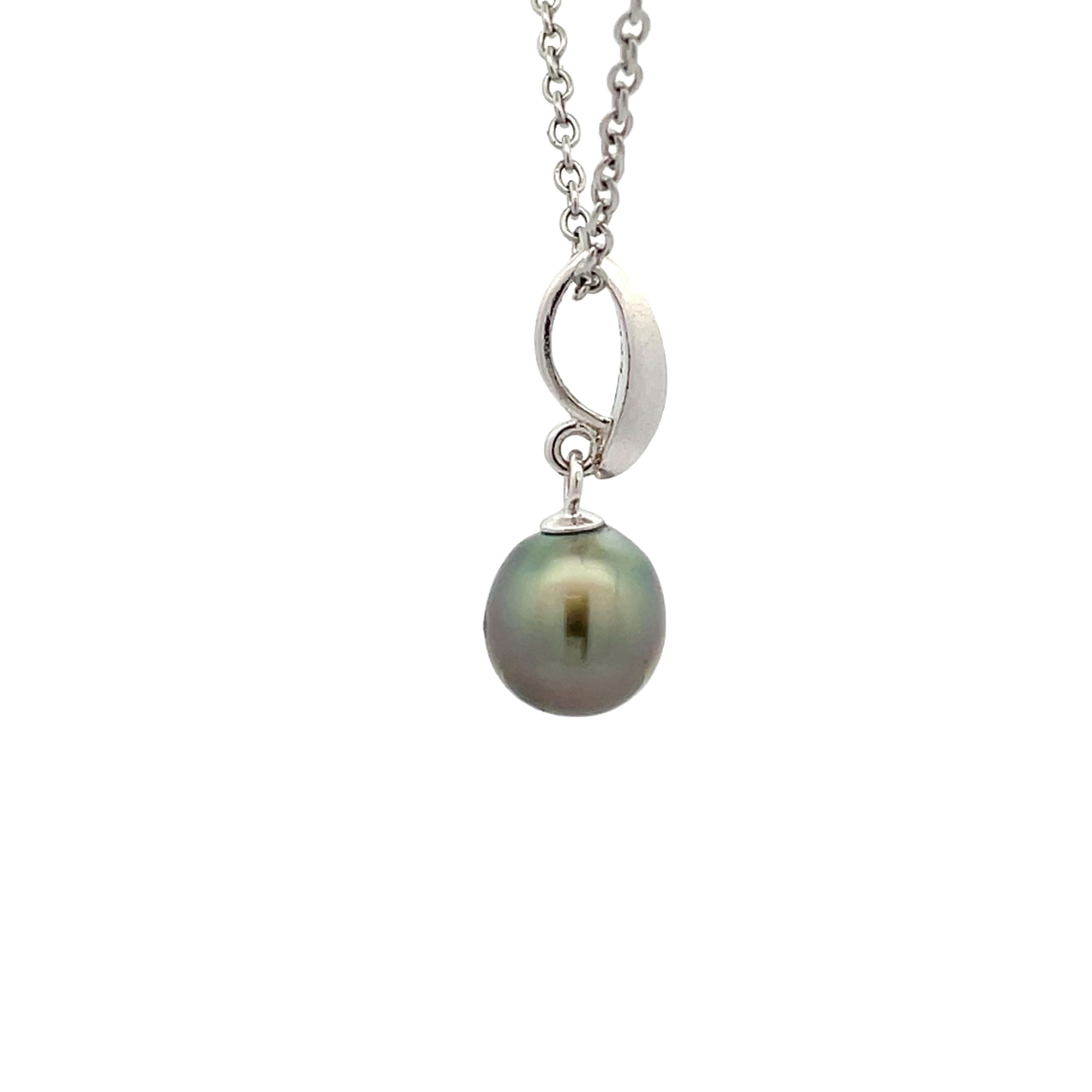 Sterling Silver Tahitian Cultured 8-9 mm Pearl Pendant