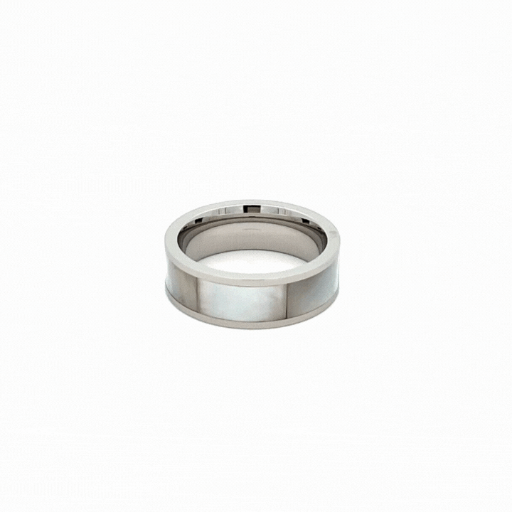 Stainless Steel White Mother of Pearl Ring