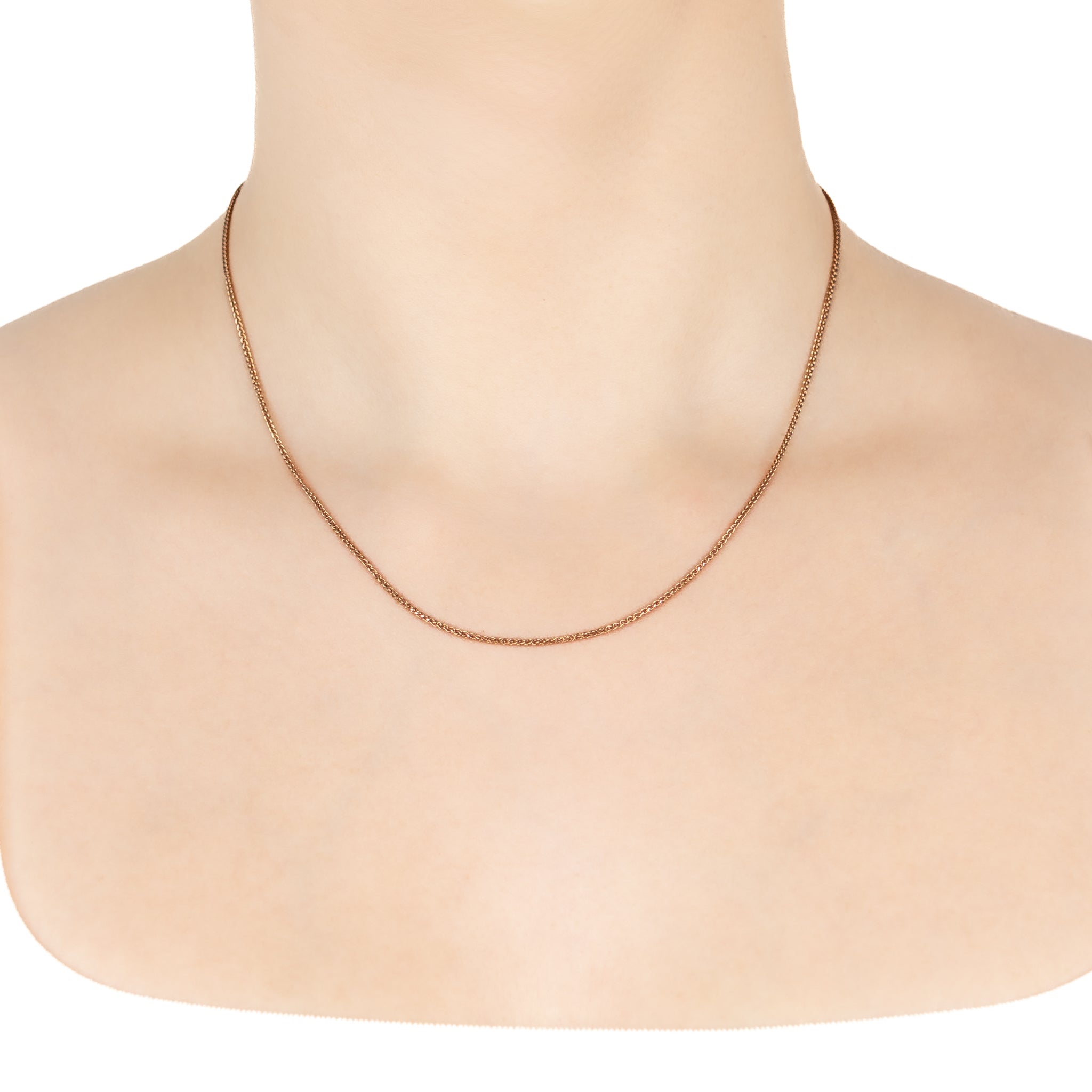 18K Rose Gold Polished 45 cm Diamond Cut Foxtail Chain