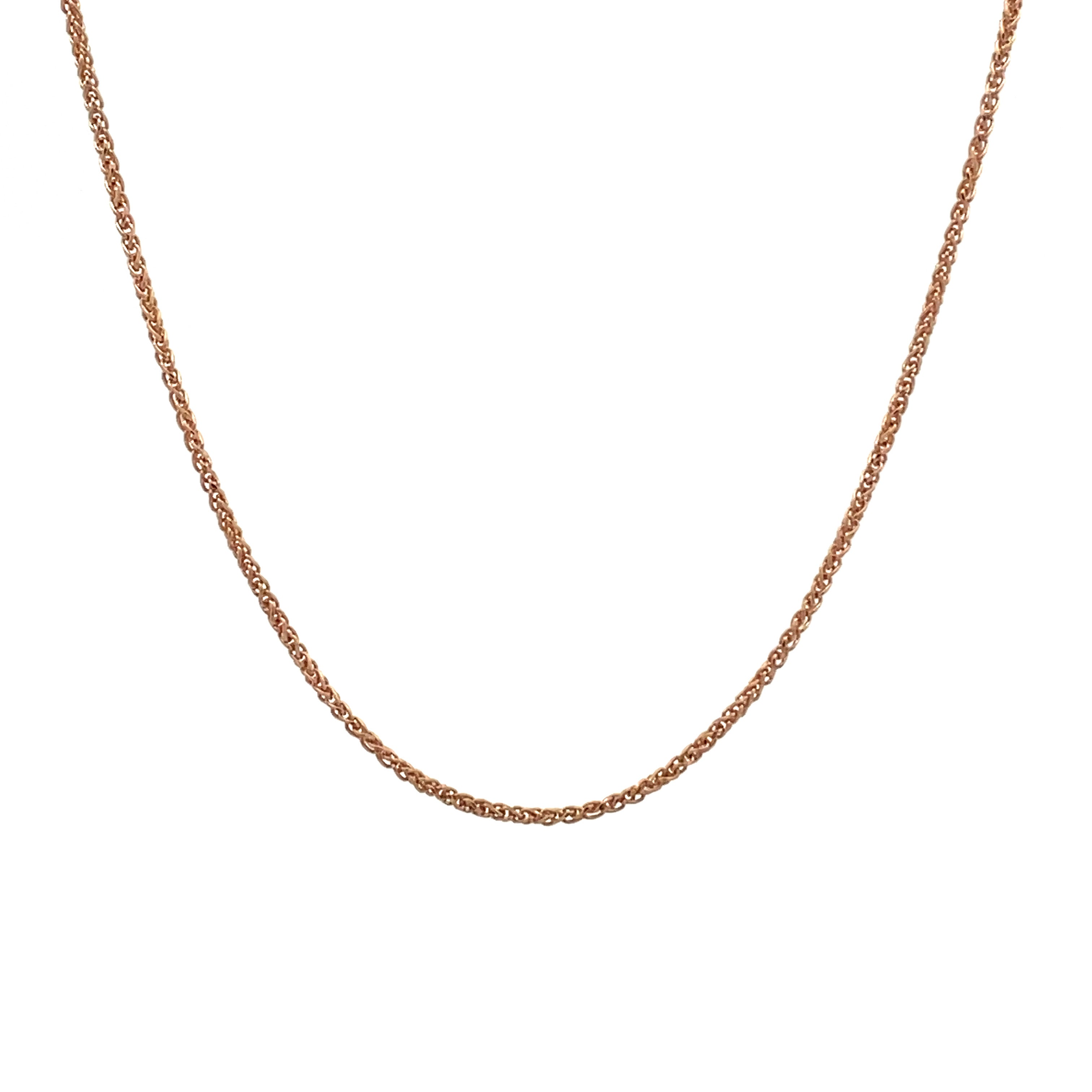 18K Rose Gold Polished 45 cm Diamond Cut Foxtail Chain front view