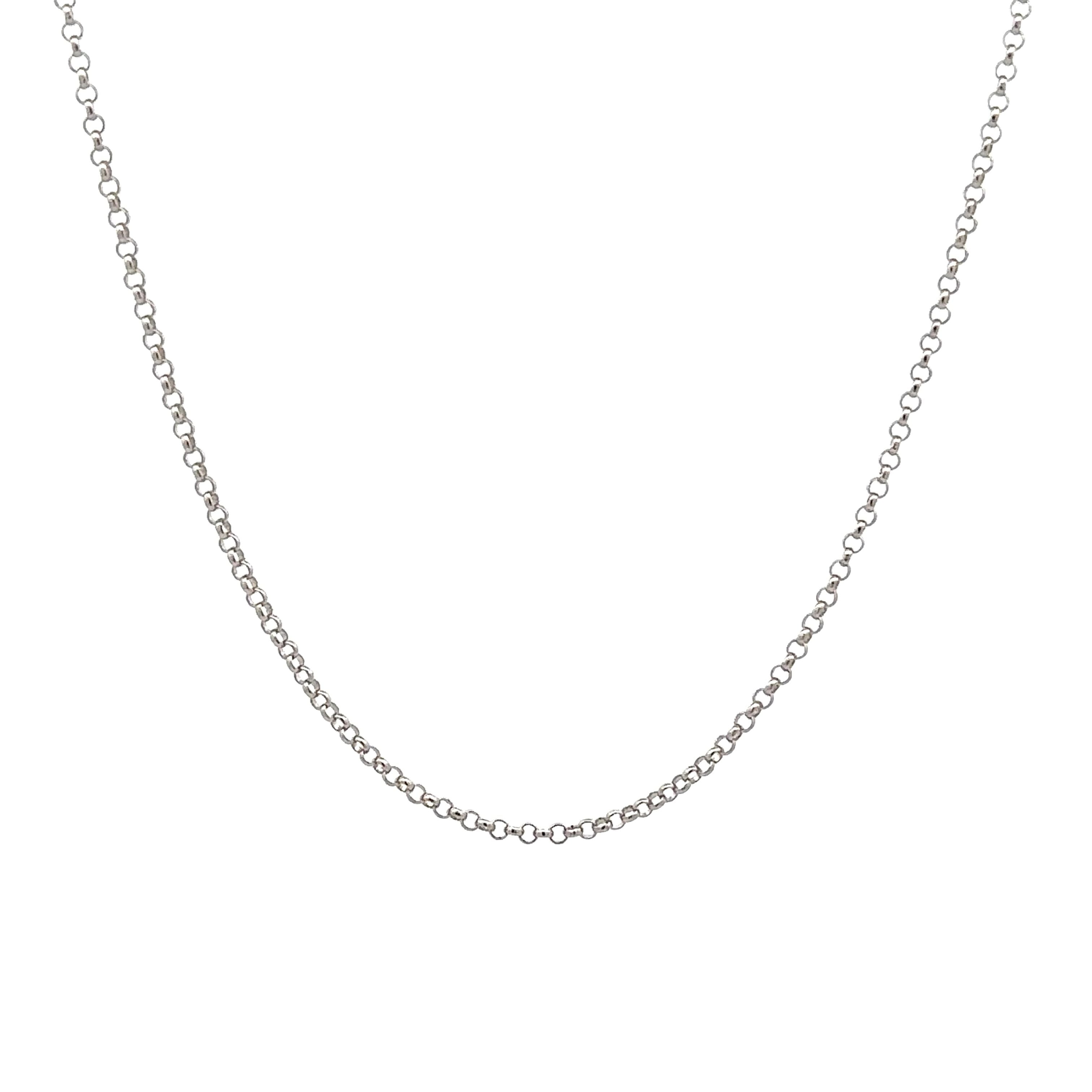 Sterling Silver Polished 45 cm Belcher Chain 1.5mm Rhodium Plated