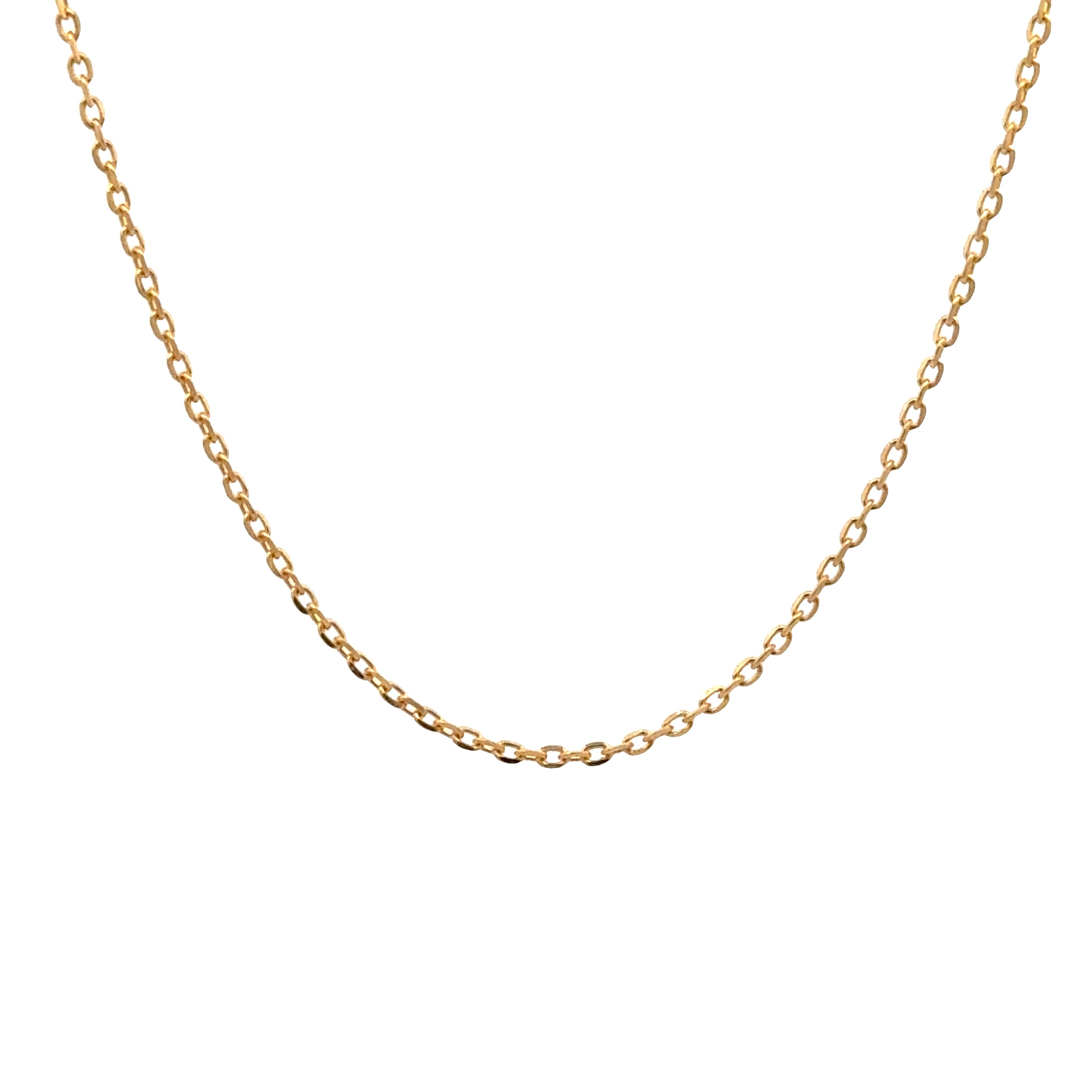 18K Yellow Gold 45cm Diamond Cut Cable Chain Necklace