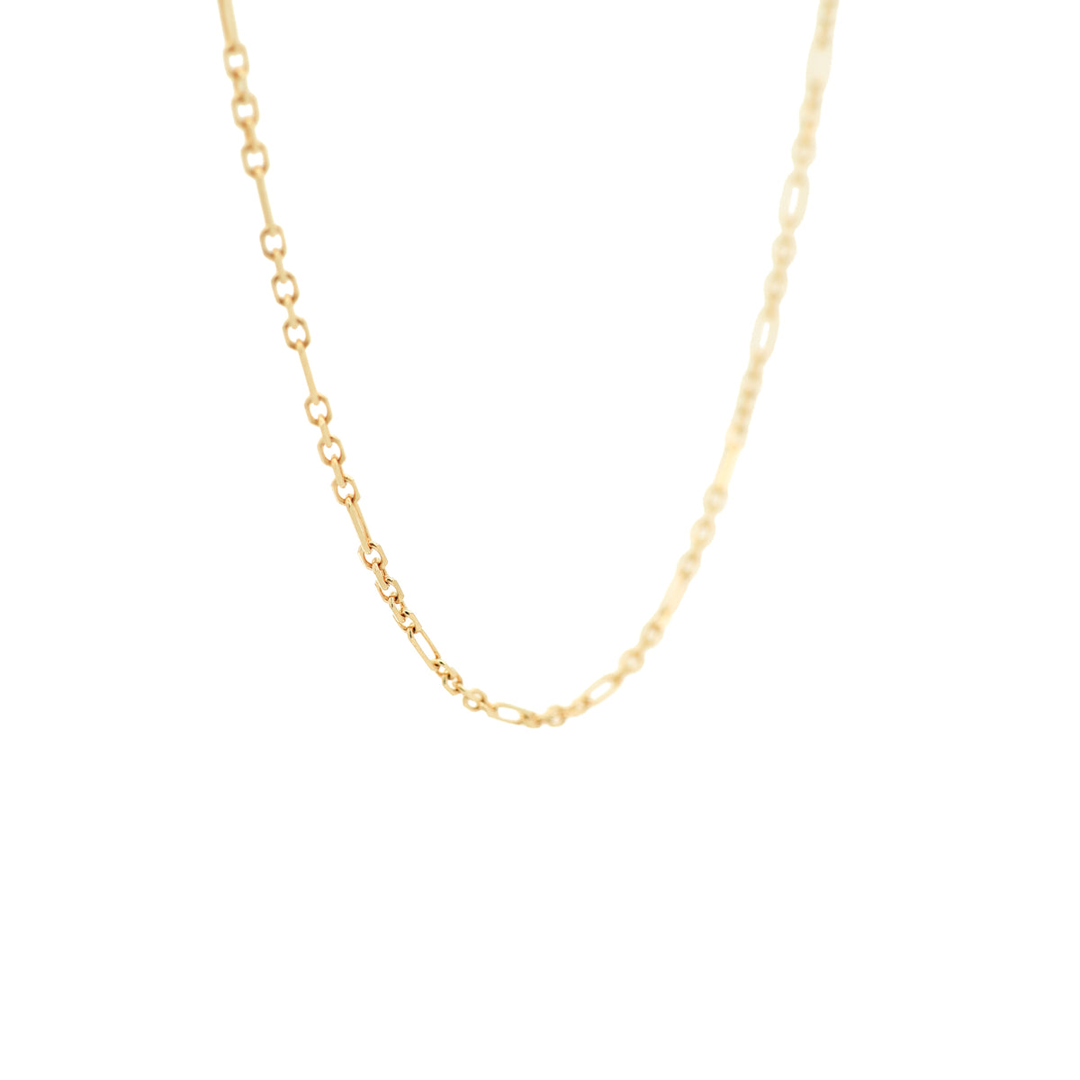 9K Yellow Gold Polished 45cm Figaro Chain side view