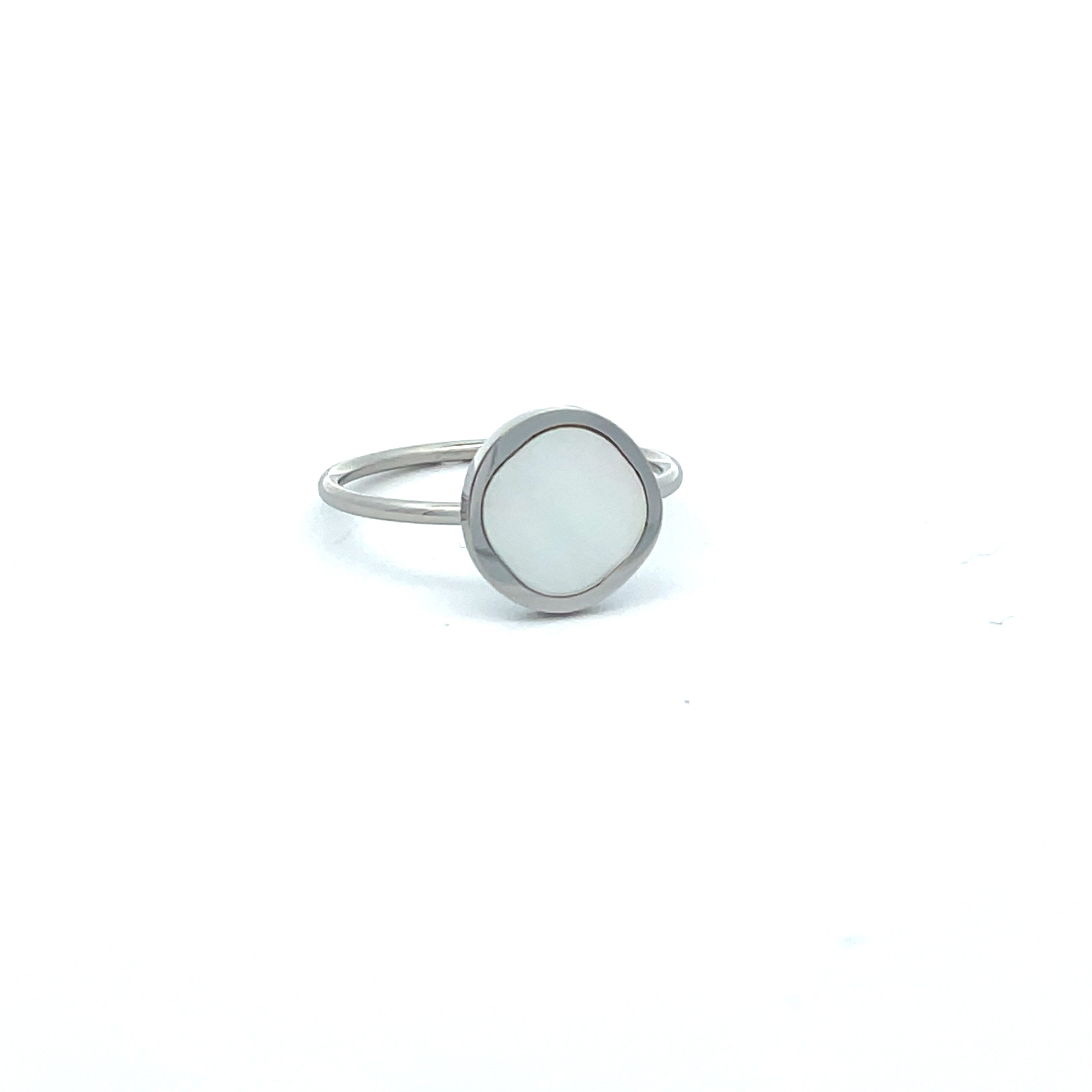 不锈钢白色珍珠母戒指